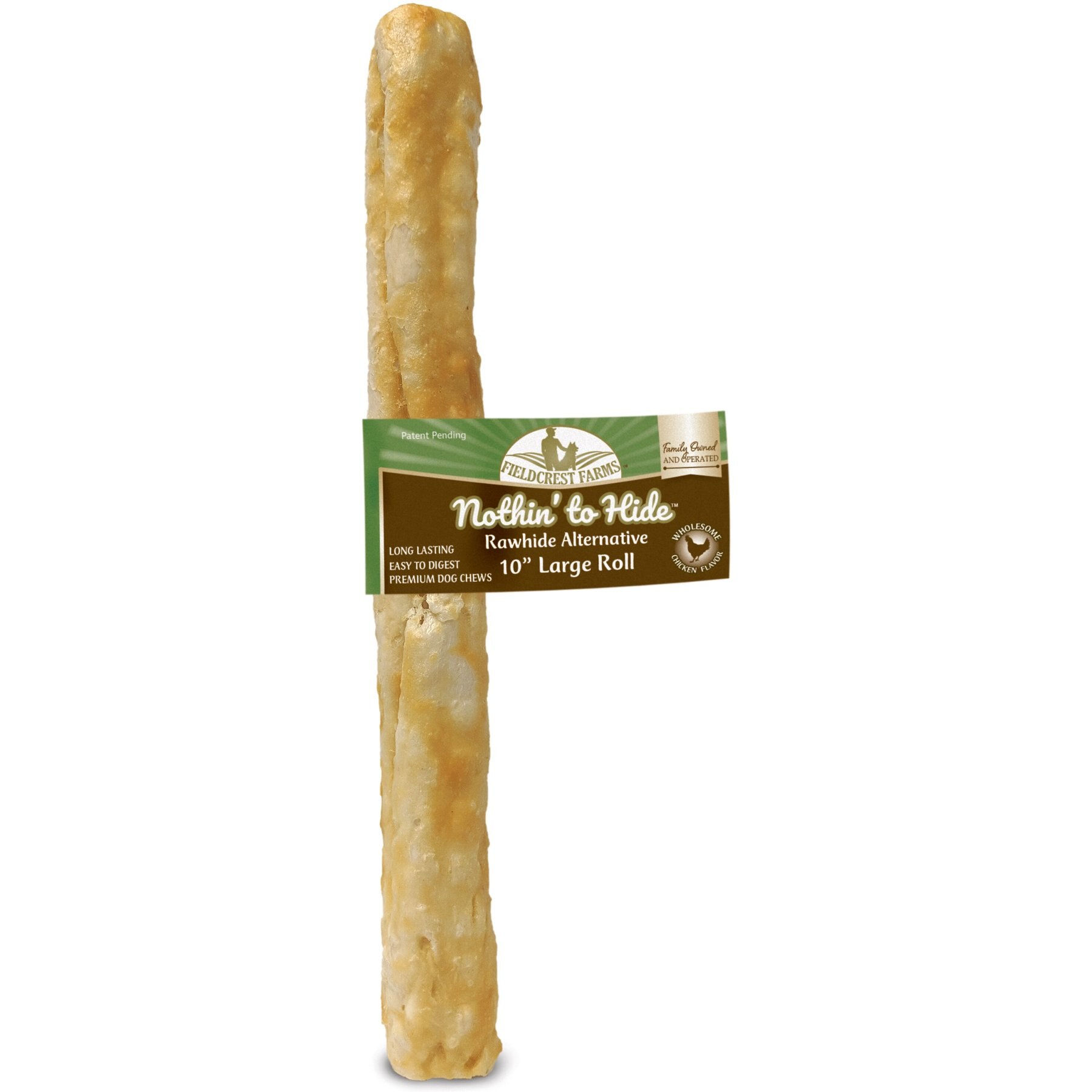 Fieldcrest Farms Nothin' To Hide Rawhide Alternative Large Roll 10" Chicken Flavor Natural Chew Dog Treats