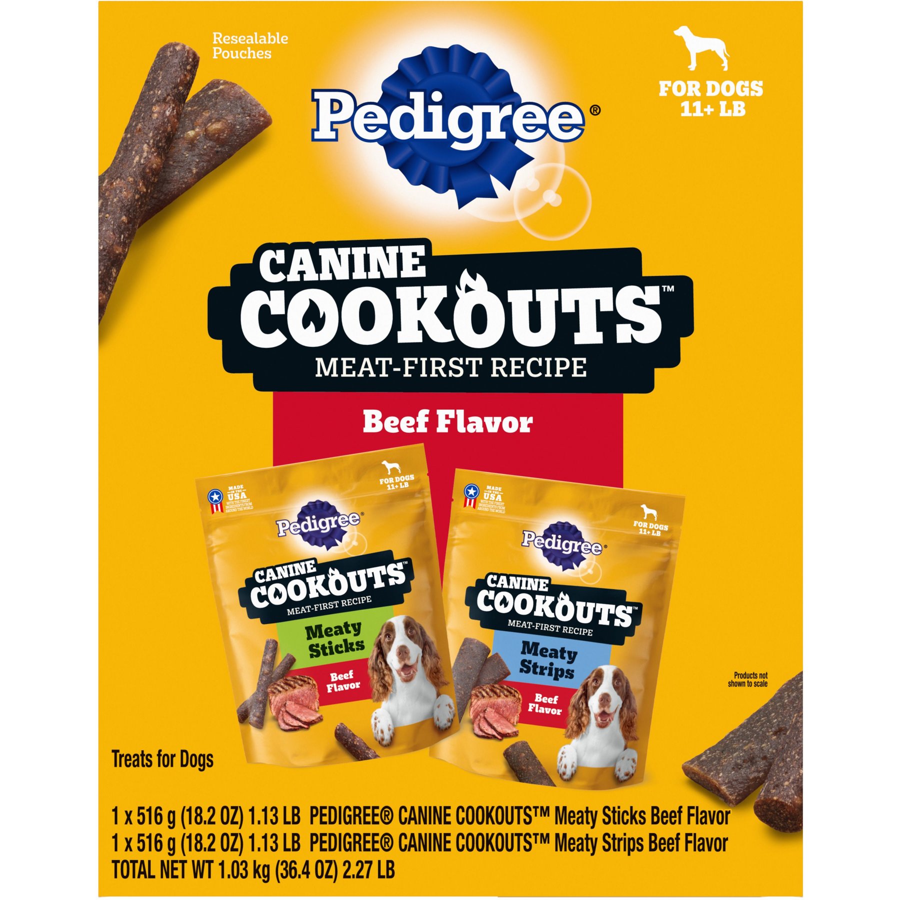 Pedigree Canine Cookout Beef Flavored High-Protein Adult Meaty Sticks & Strips Soft Dog Treats