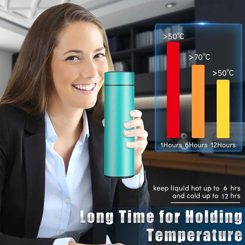 Hot water bottle digital hot water bottle stainless steel tea inhaler cup isothermal vacuum thin sheet hot and cold beverages M241121