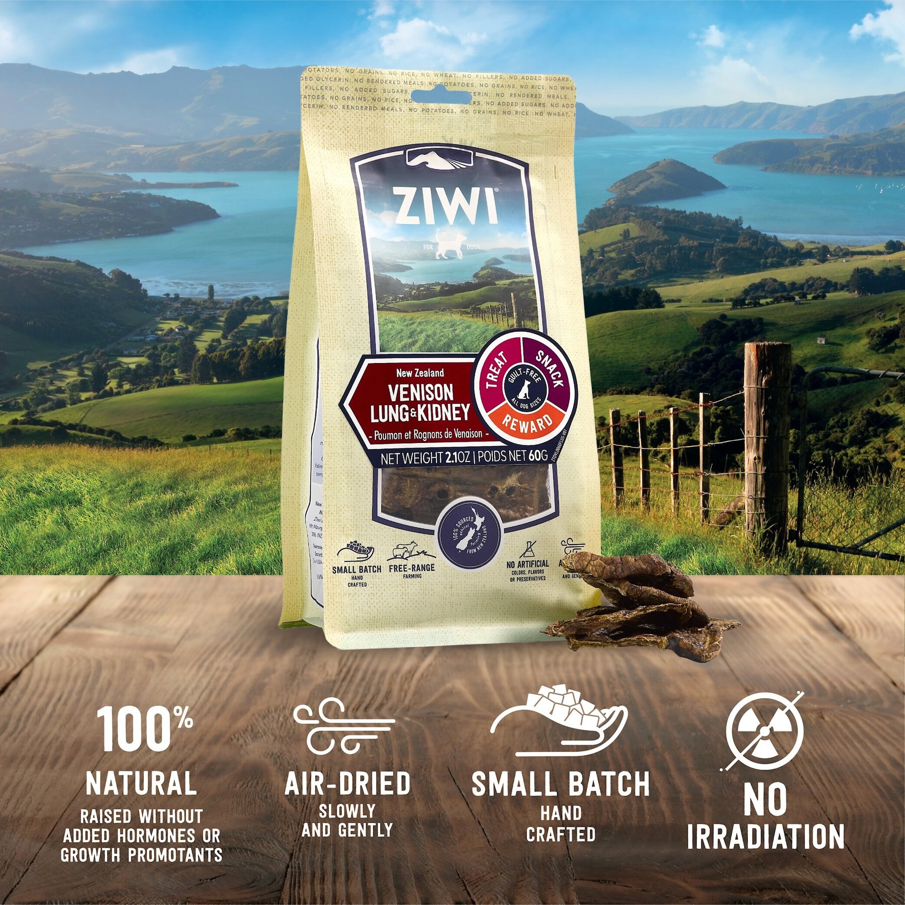 ZIWI Venison Lung & Kidney Dog Treats, 2.1-oz bag