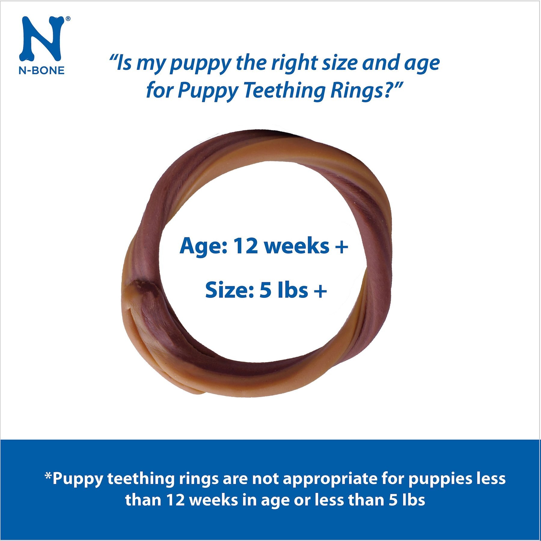 N-Bone Puppy Teething Ring Chicken Flavor Grain-Free Dental Dog Treats