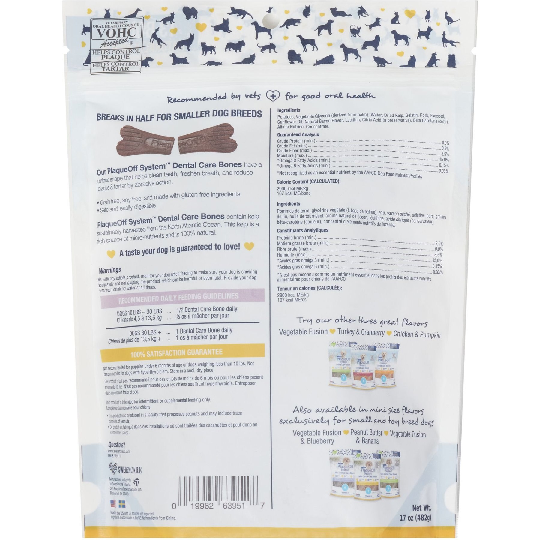 ProDen PlaqueOff System Natural Bacon Flavored Dental Bone Dog Treats