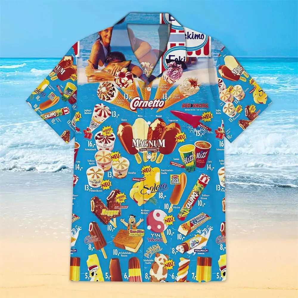 Haiian Shirt For Men Casual Short Sve Ice Pattern Print 3d Summer Oversize Clothing Beach Trip Spanish ShirtsXJ241120
