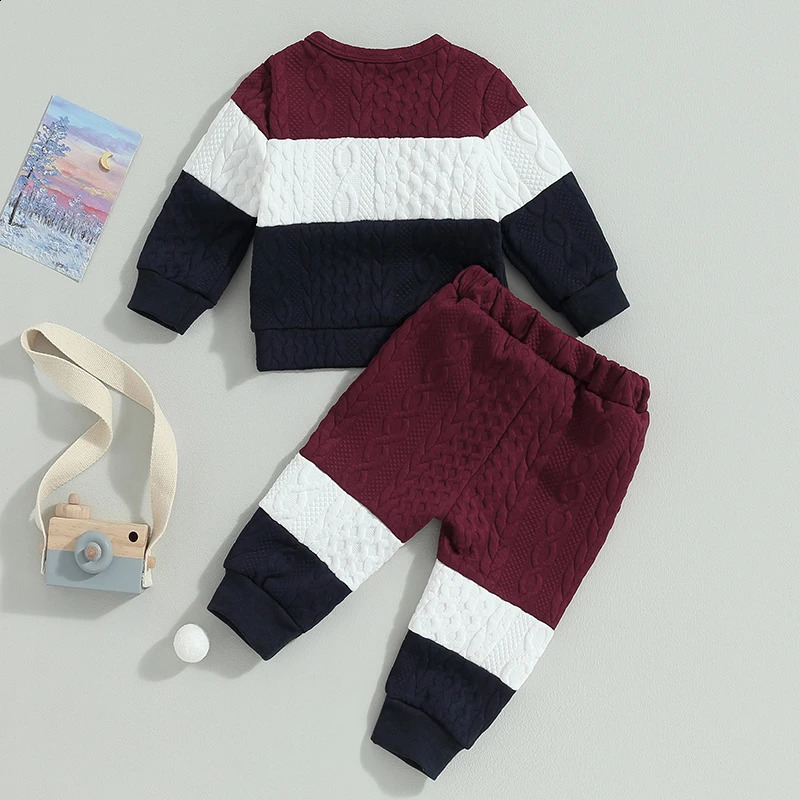 Citgeett autumn baby boys and girls knitted autumn clothing contrasting colors long sleeved button up top pants set winter clothing 241121