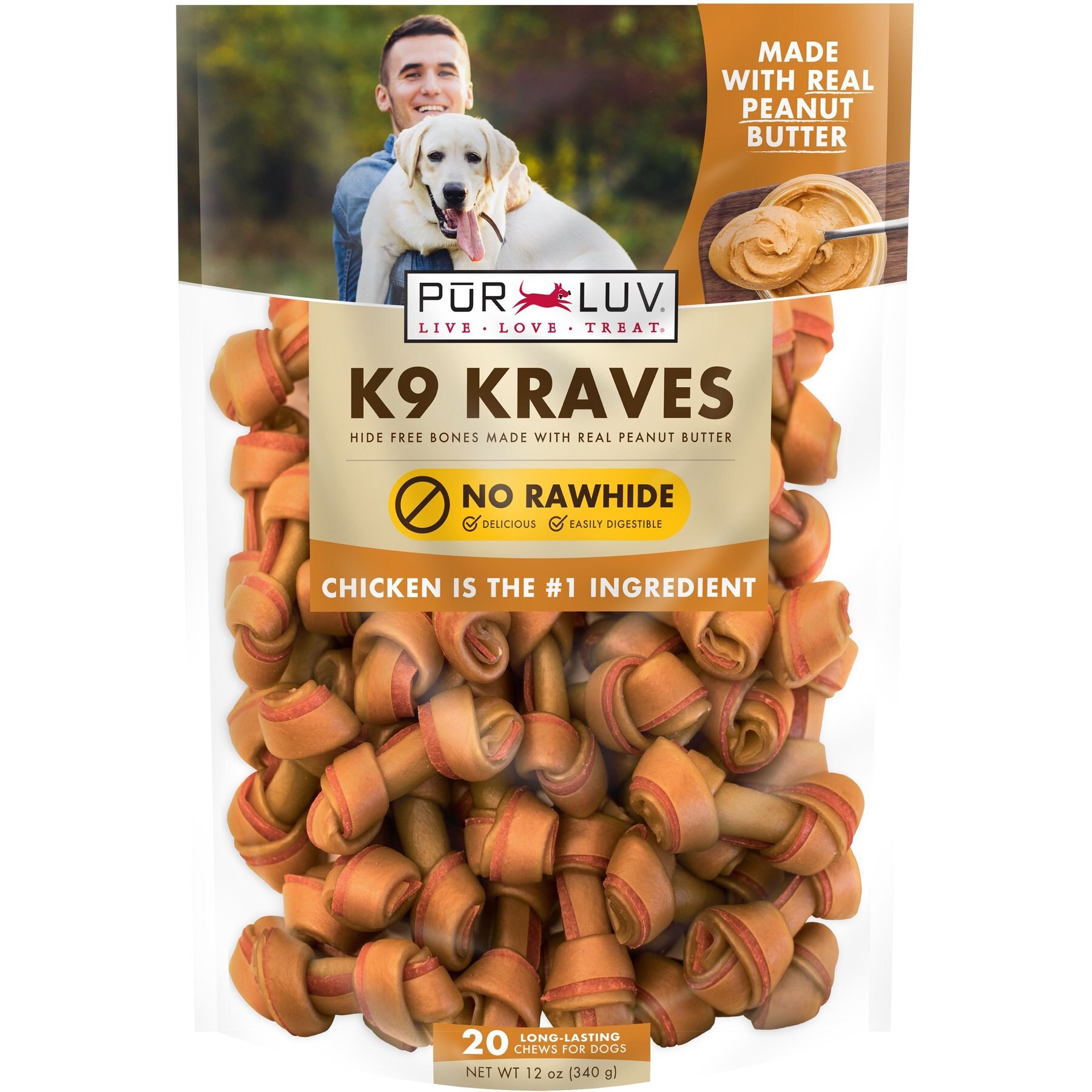 Pur Luv K9 Kraves Peanut Butter Dog Treats, 20 count