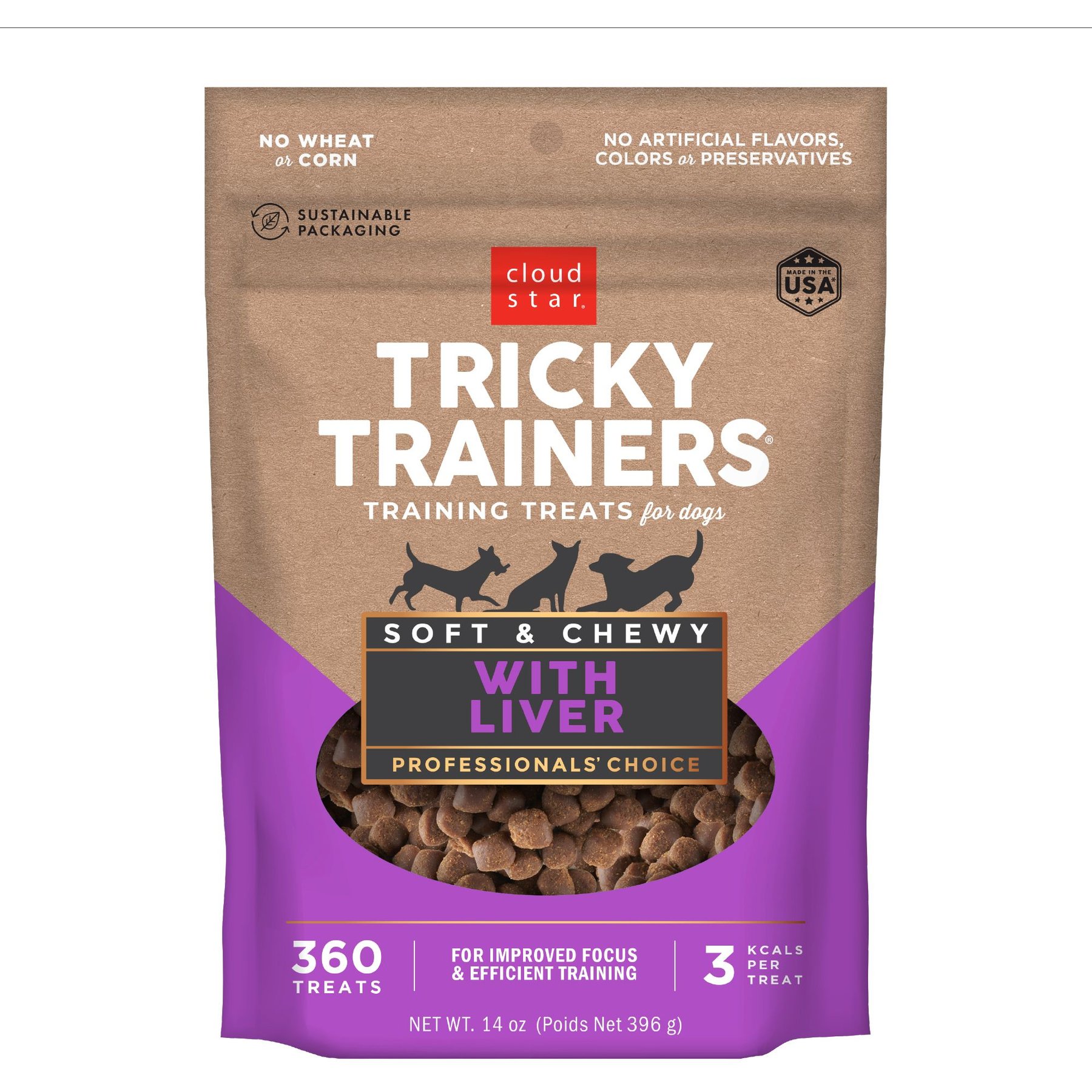 Cloud Star Chewy Tricky Trainers Liver Flavor Dog Treats