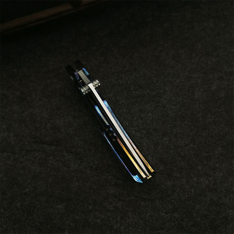 High End Flipper Knife M390 Satin Tanto Blade Anodizing TC4 Titanium Alloy Handle Ball Bearing EDC Pocket Folder Knives Outdoor Tools