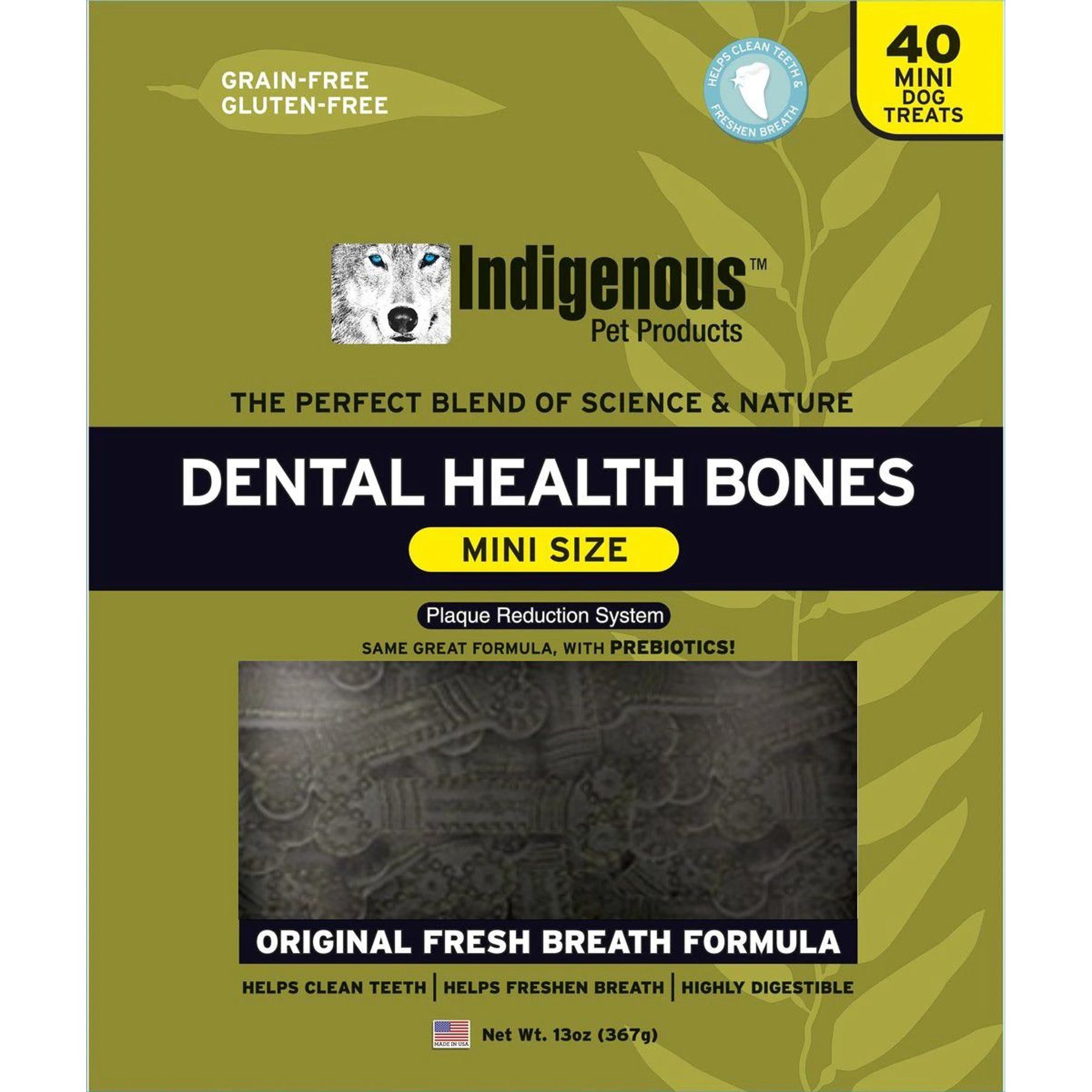 Indigenous Pet Products Fresh Breath Formula Grain-Free Mint Flavored Mini Dental Dog Treats
