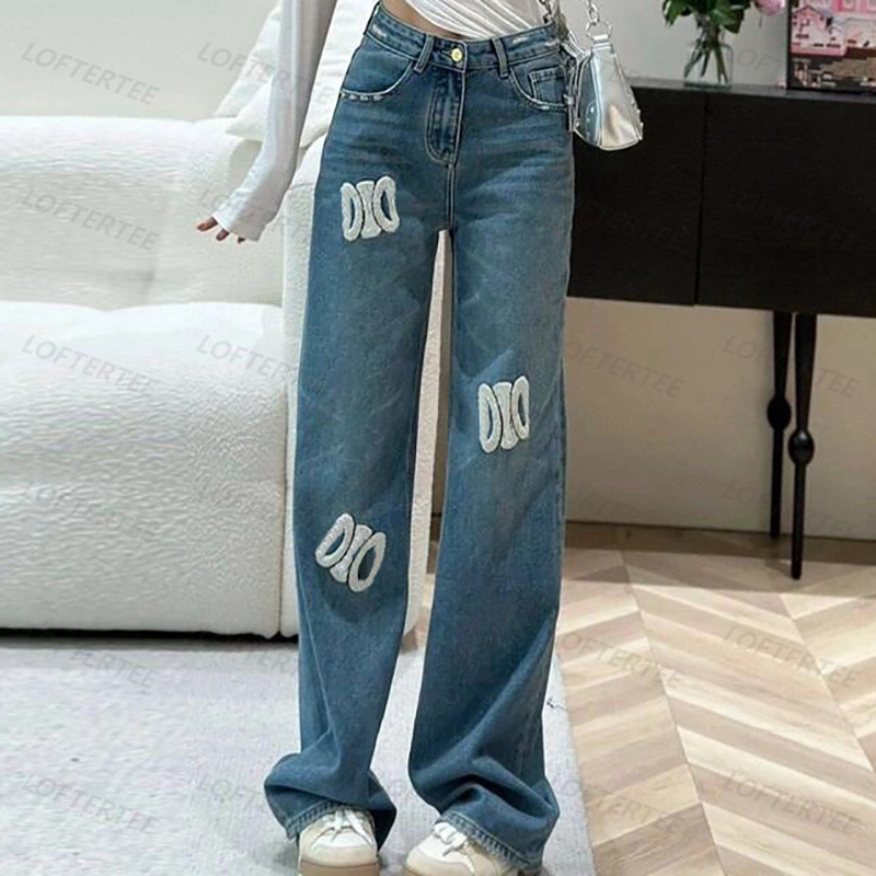 Jeans High Quty Luxury Jean Pants Women Denim Slim Fit Womens Pant -15 Embroidered Long Trousers Baggy Straight Leg Trouser Z260314