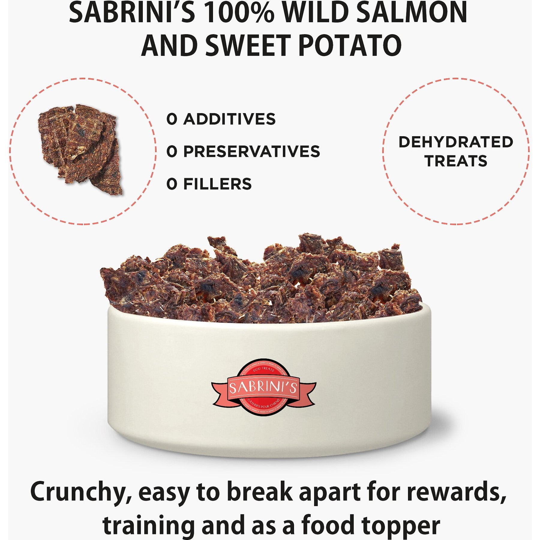 Sabrini's Royal Treats Wild Salmon & Sweet Potato Dog Treats, 3-oz pouch