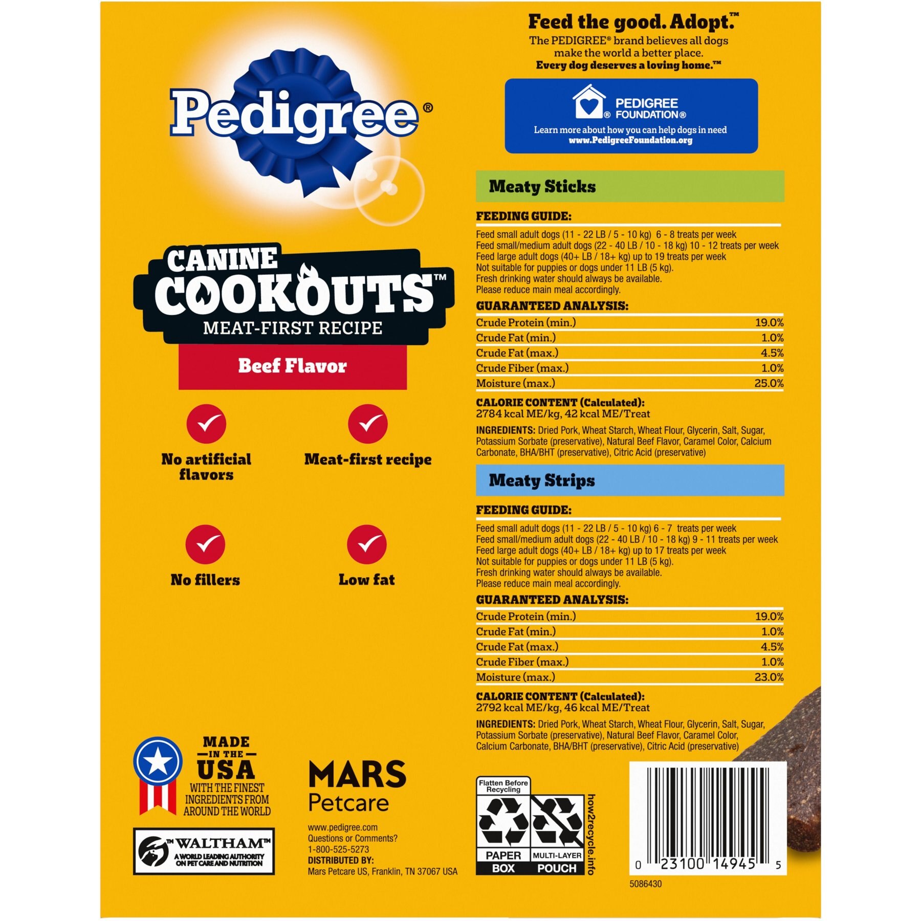 Pedigree Canine Cookout Beef Flavored High-Protein Adult Meaty Sticks & Strips Soft Dog Treats