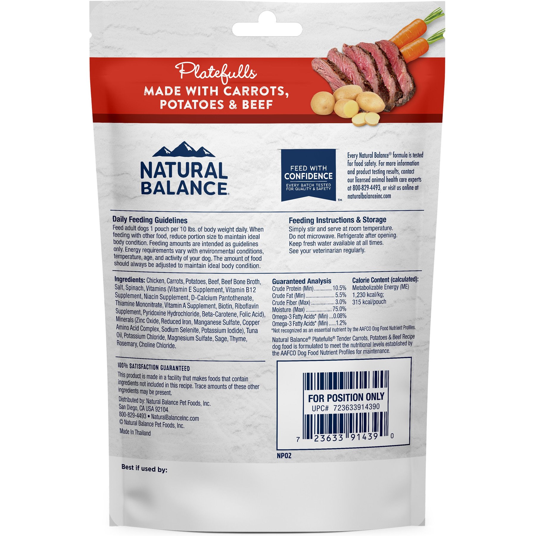 Natural Balance Original Ultra Platefulls Tender Carrot, Potato & Beef Recipe Wet Dog Food, 9-oz pouch, case of 12