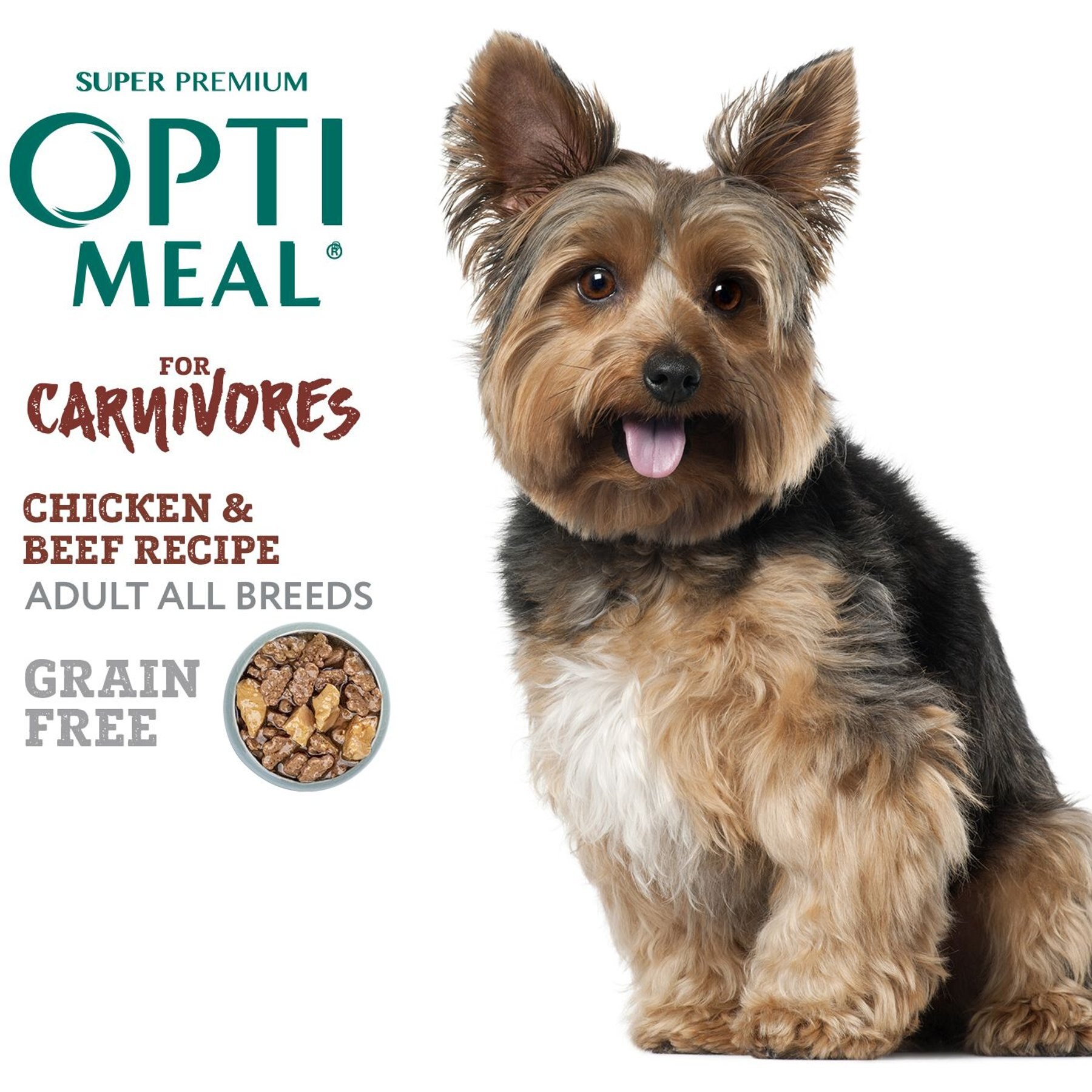 Optimeal Grain-Free Chicken & Beef Recipe Tender Morsels In Savory Sauce Recipe Wet Dog Food, 3-oz pouch, case of 24