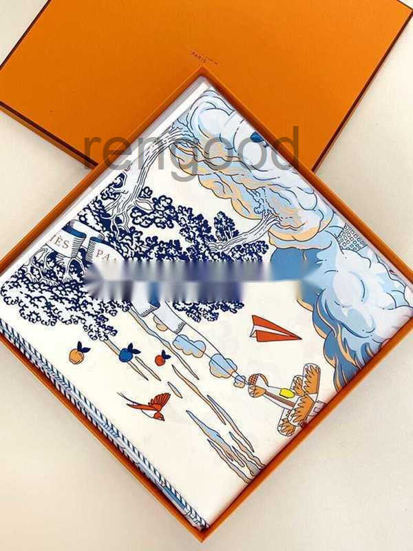 Designer Luxury women Cloud Versatile H Scarf Womens 100% Silk Scarf 90cm Square Scarf