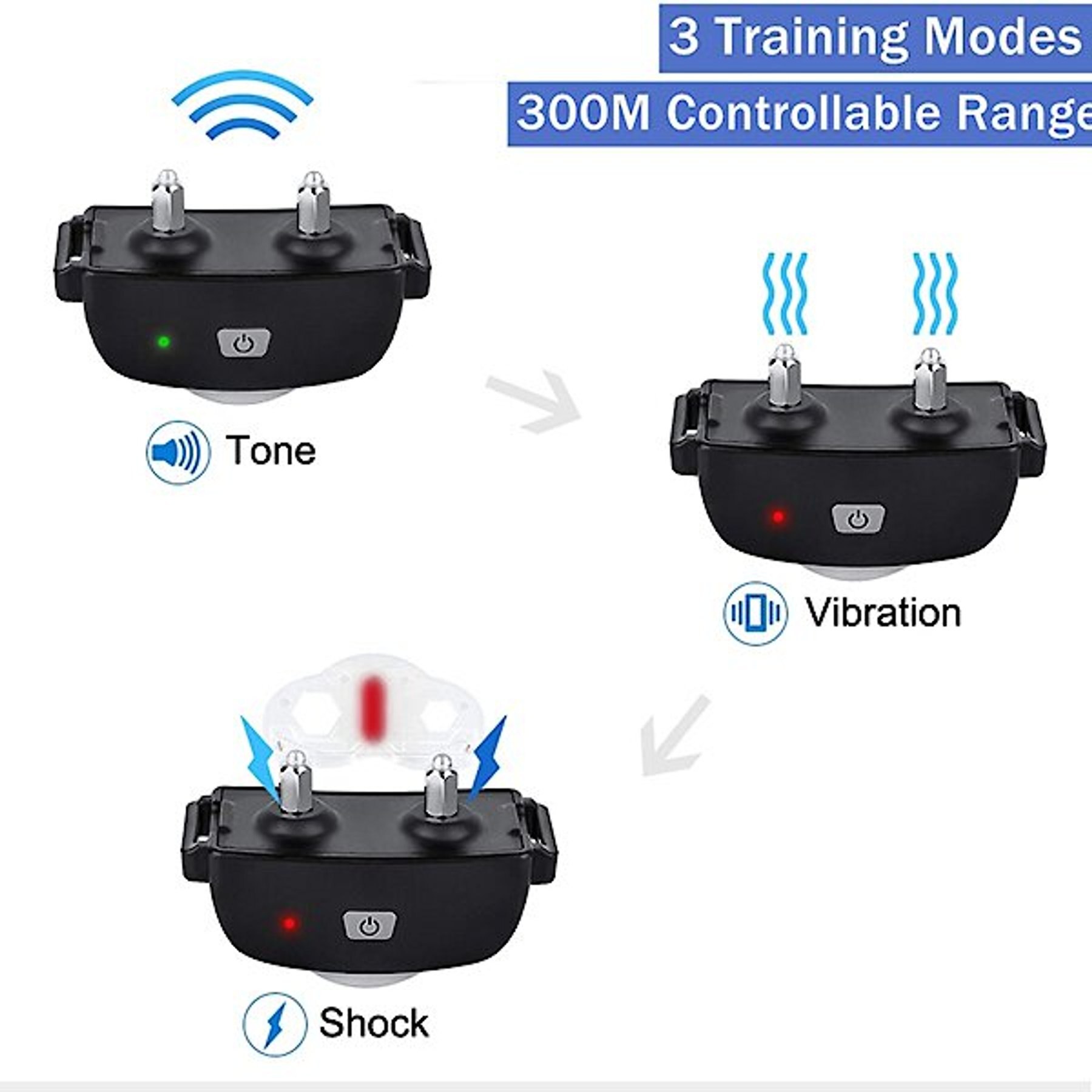 PATPET P301 1000ft Remote Dog Bark Control & Training Shock Collar