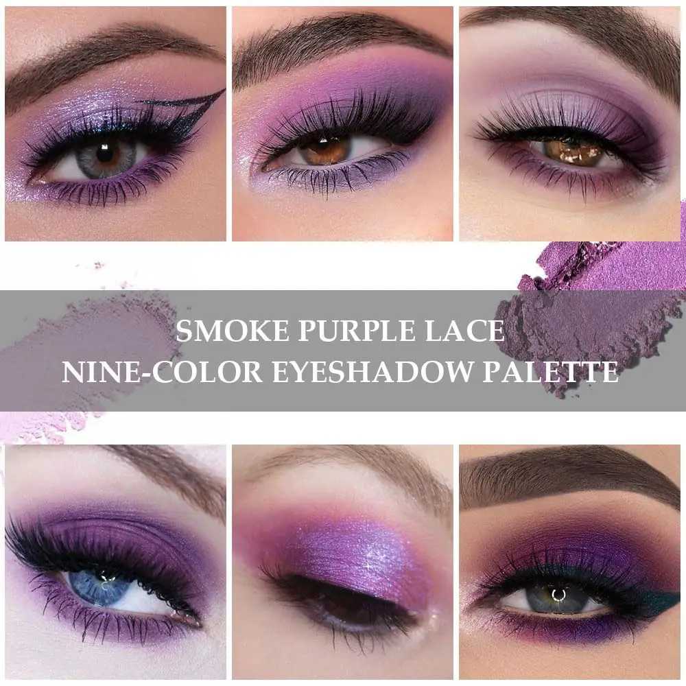 9 Colors Glitter Eyeshadow Palette Purple Shimmer Pearlescent Matte Acrylic Eye Shadows Palette Waterproof Eye Make UpXJ250520
