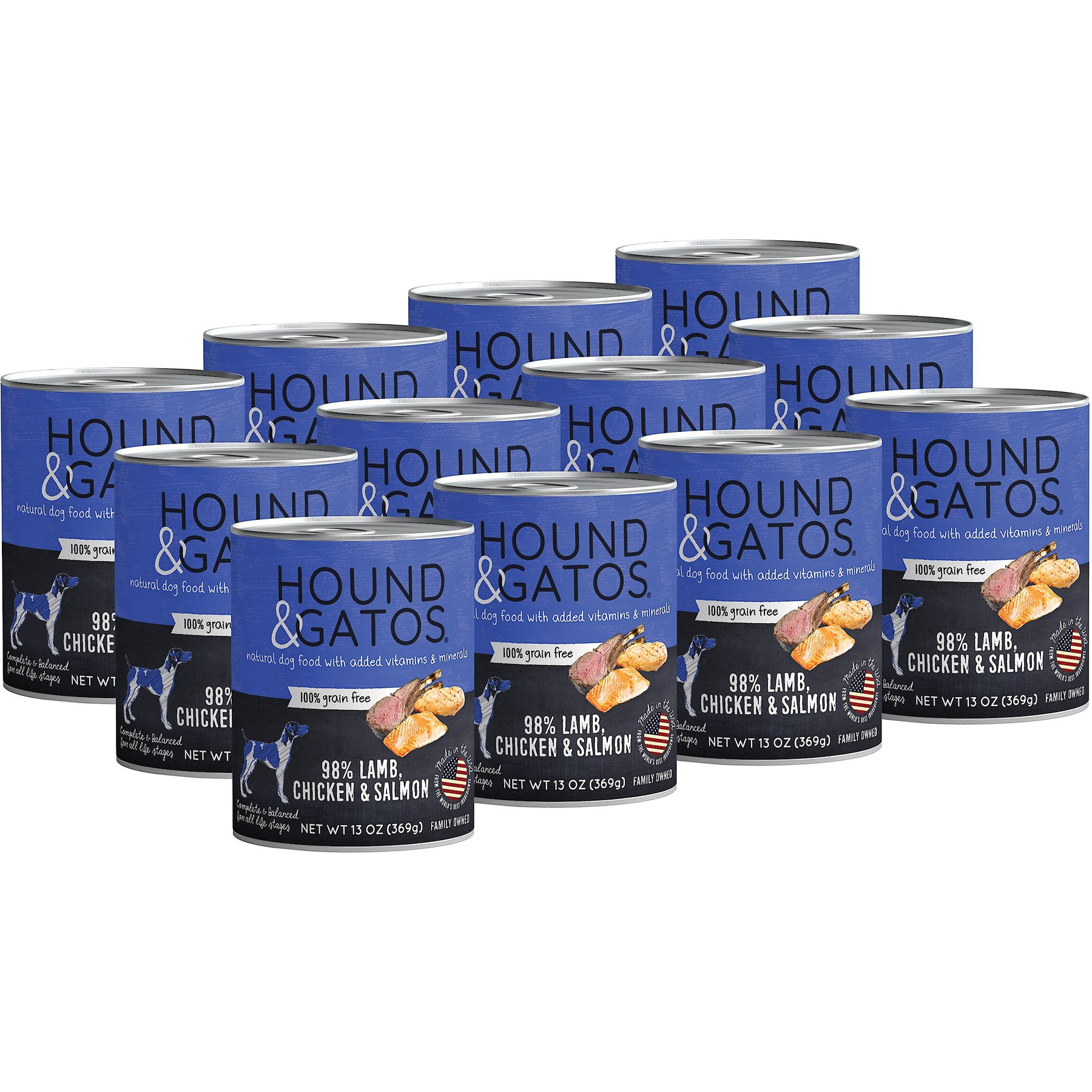 Hound & Gatos 98% Lamb, Chicken & Salmon Grain-Free Canned Dog Food