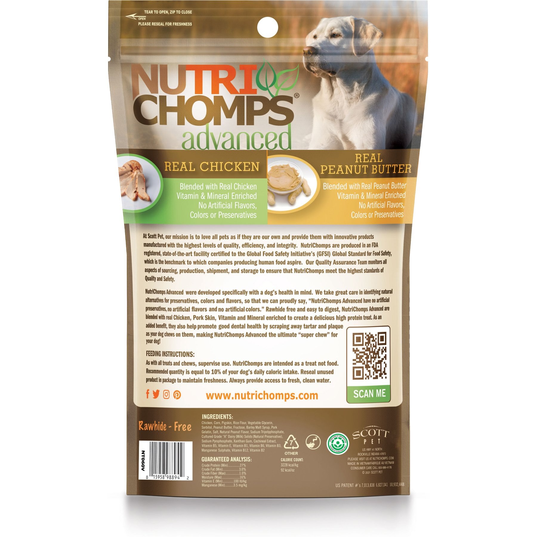 Nutri Chomps Advanced Twists Peanut Butter Flavor Dog Treats, 4 count