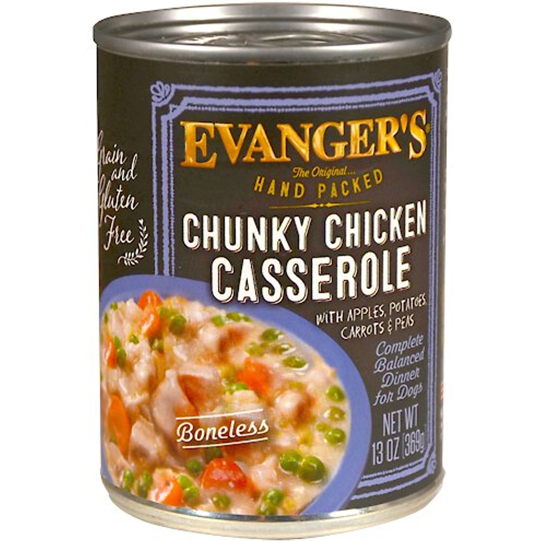Evanger's Grain-Free Hand Packed Chunky Chicken Casserole Dinner Canned Dog Food