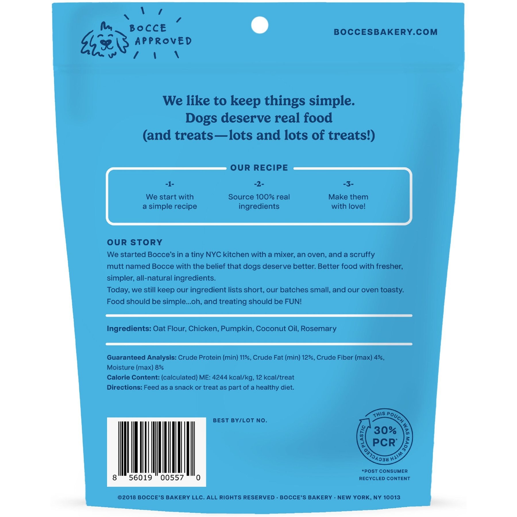 Bocce's Bakery Everyday Sunday Roast Biscuits Crunchy Dog Treats, 5-oz bag