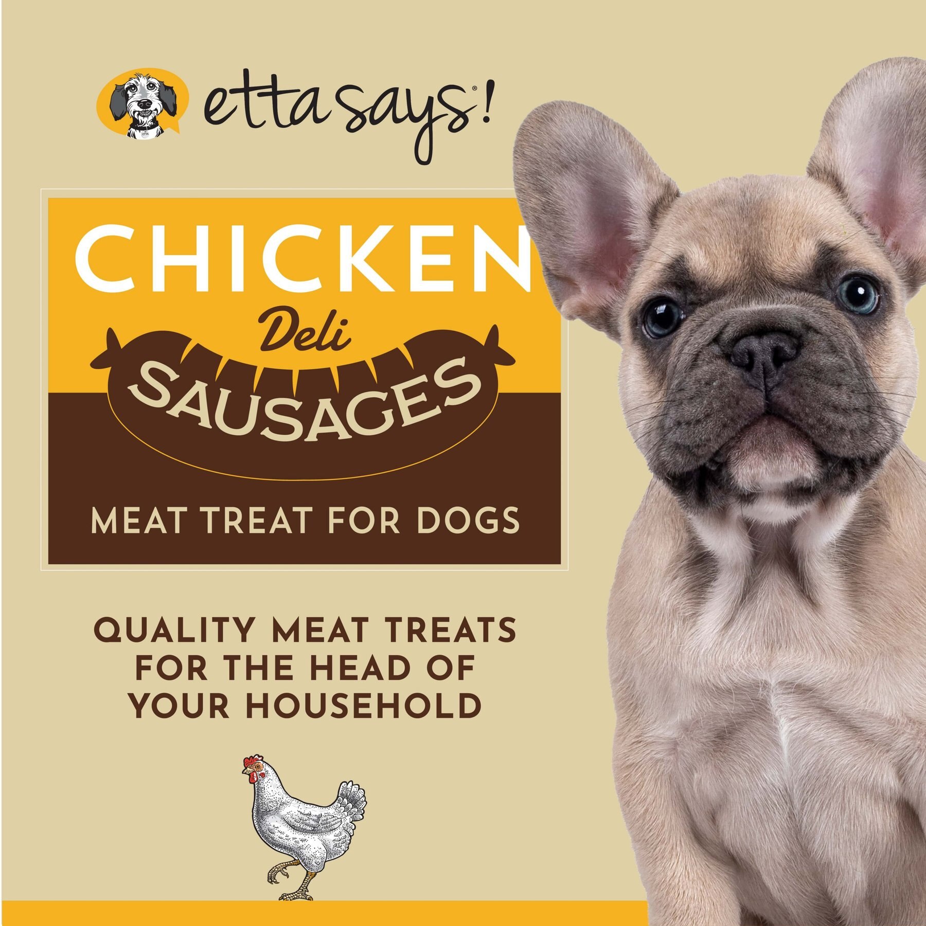 Etta Says! Chicken Deli Sausages Human Grade Jerky Dog Treats, 12 count