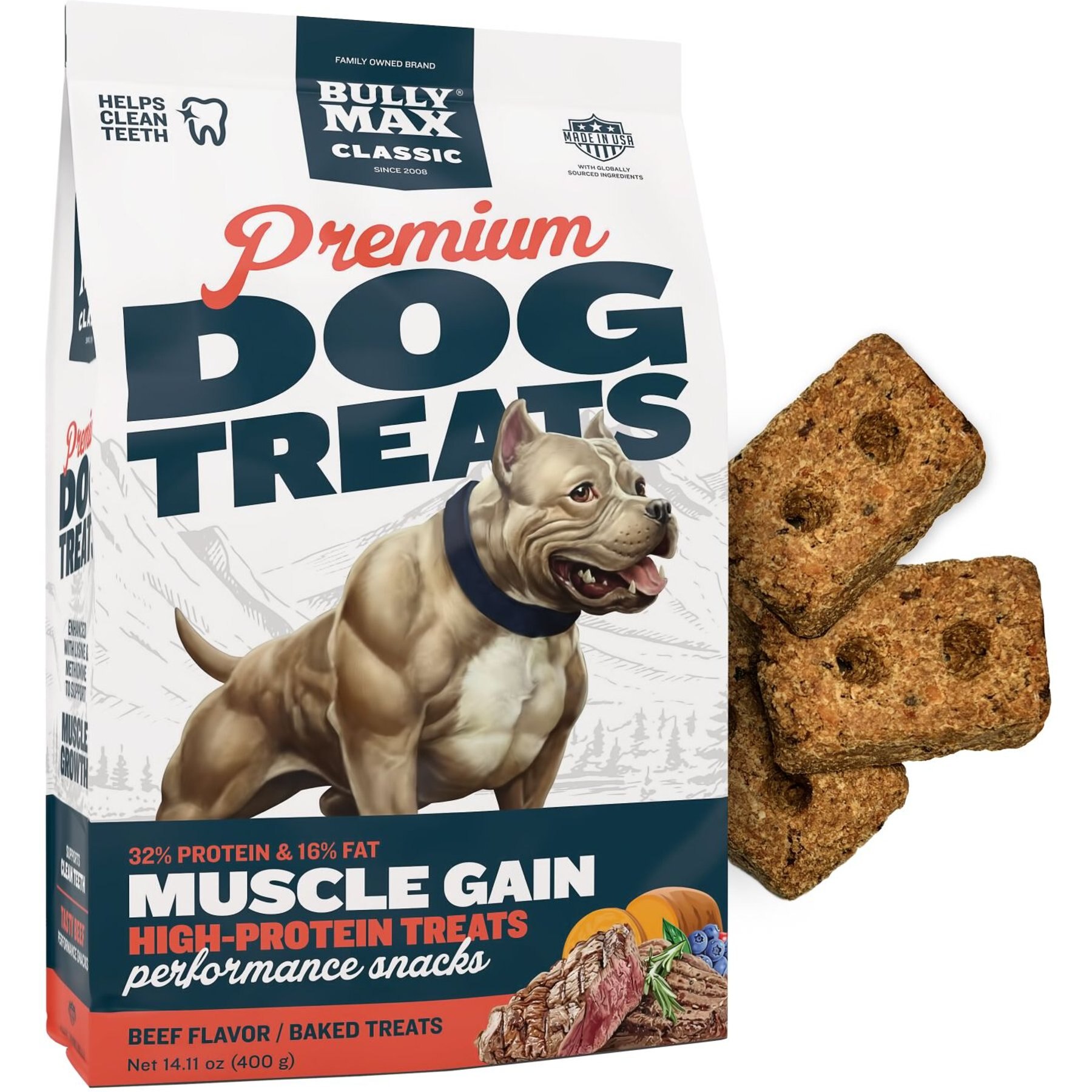 Bully Max Classic Premium High-Protein Beef Adult Crunchy Dog Treats, 14.1-oz bag