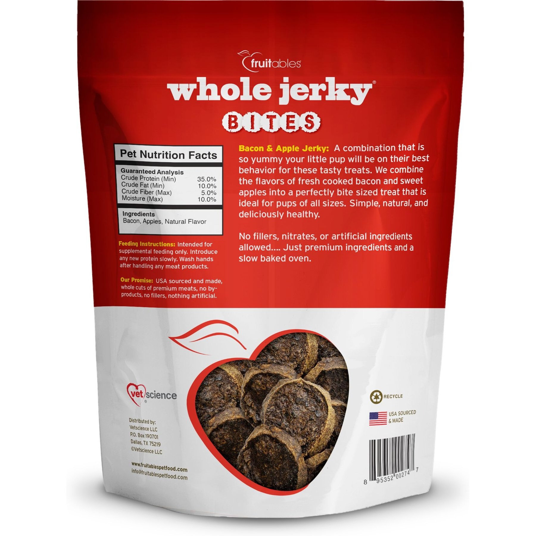 Fruitables Whole Jerky Bites Bacon & Apple Dog Treats