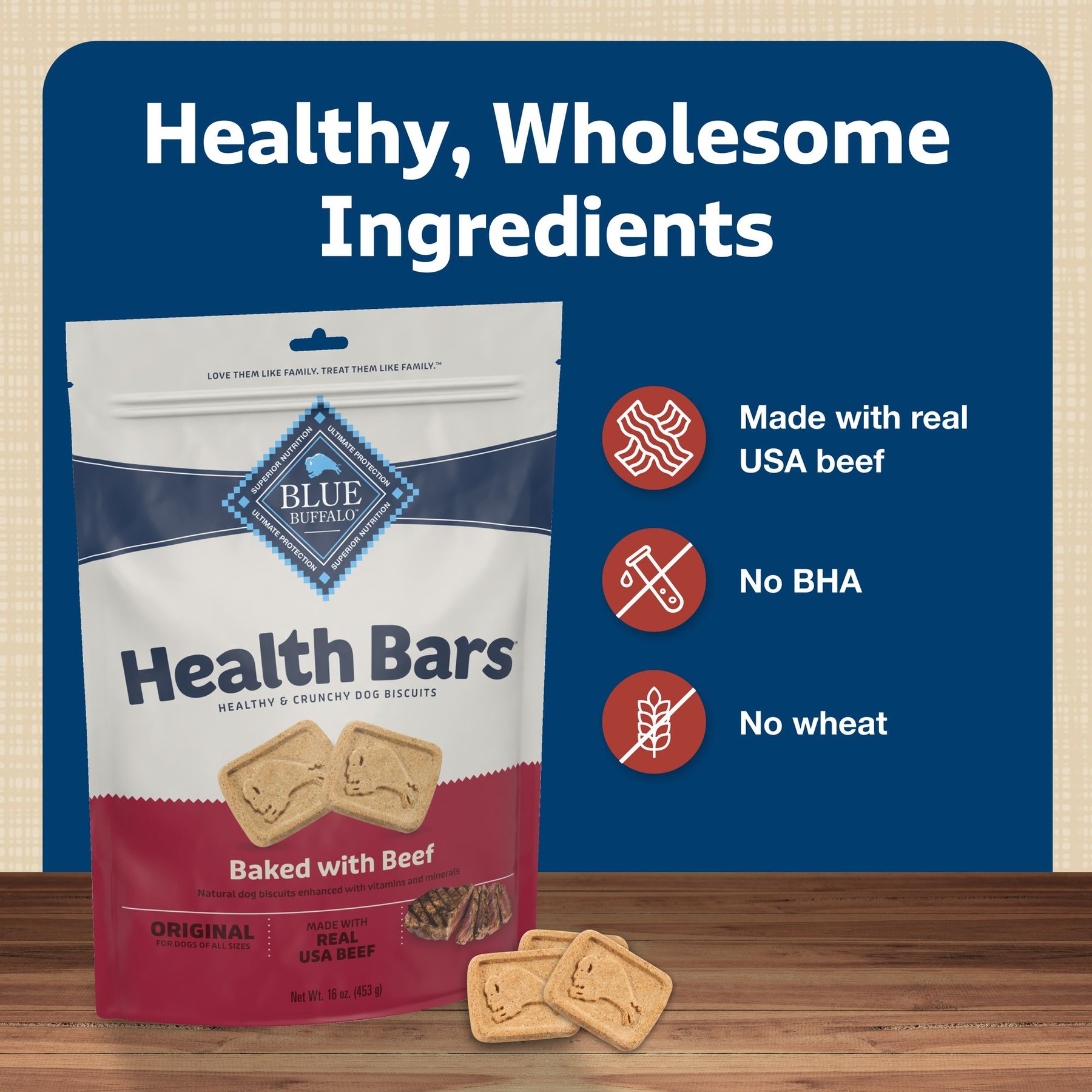 Blue Buffalo Health Bars Baked Beef Dog Treats