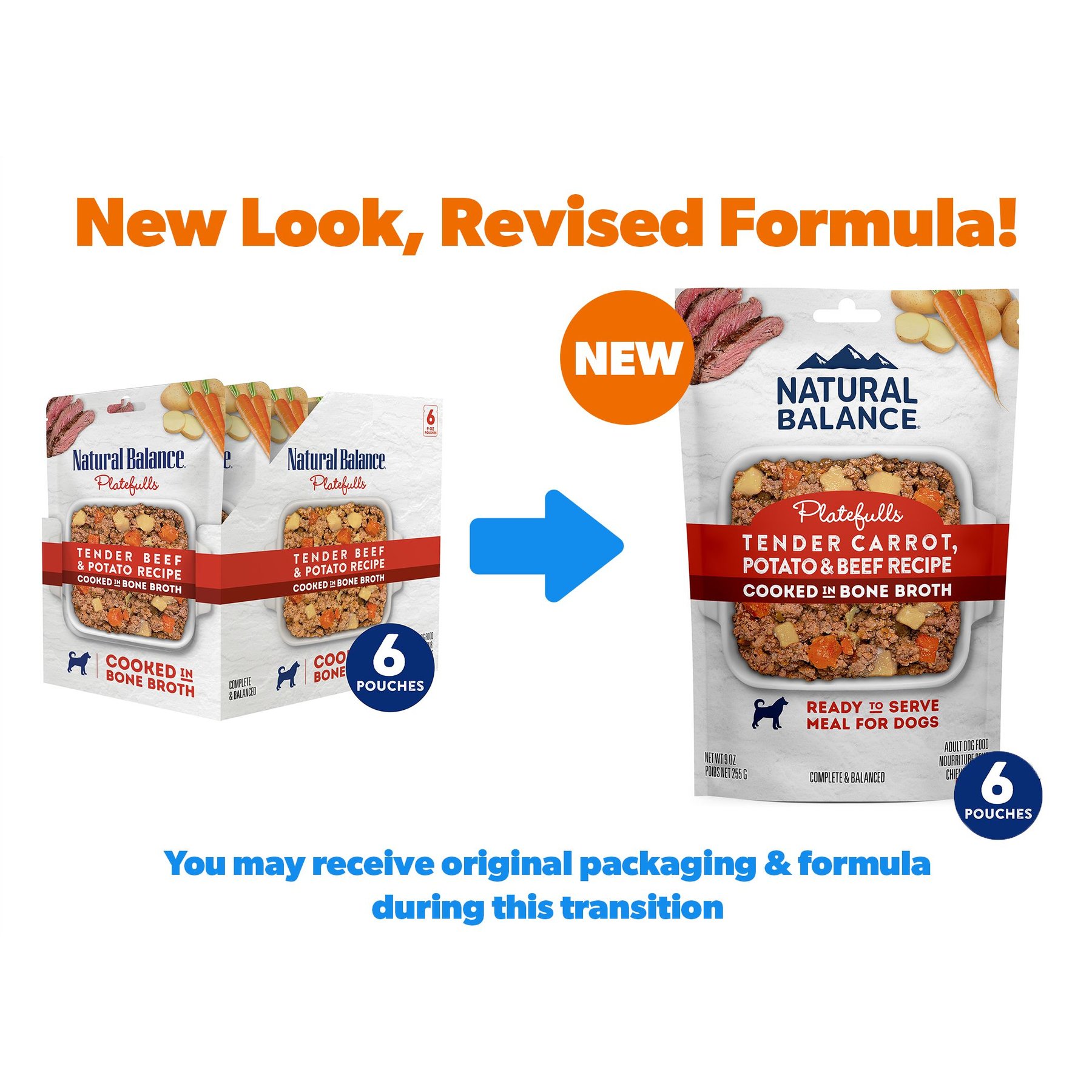 Natural Balance Original Ultra Platefulls Tender Carrot, Potato & Beef Recipe Wet Dog Food, 9-oz pouch, case of 12