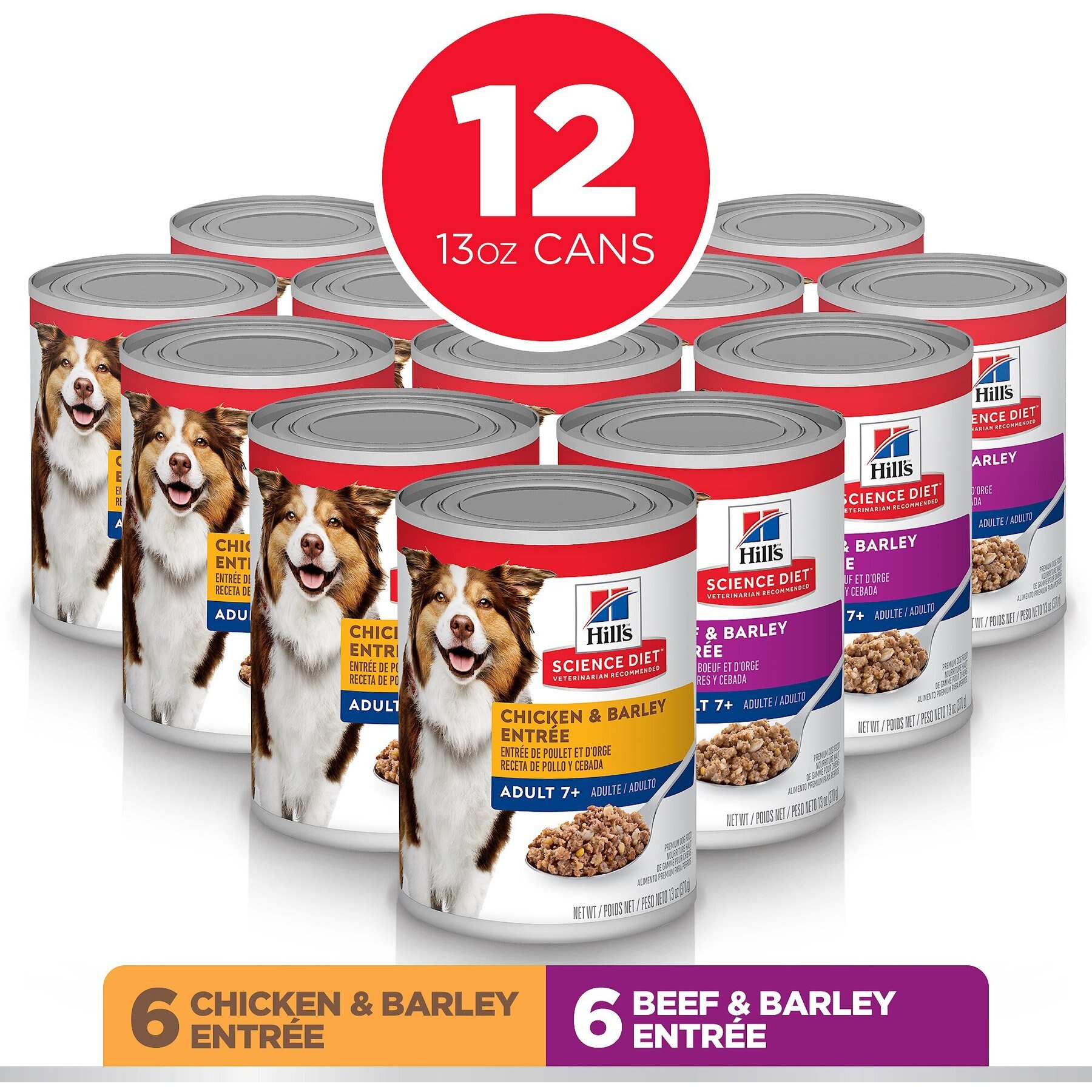 Hill's Science Diet Variety Pack Senior 7+ Canned Dog Food, 13-oz, case of 12