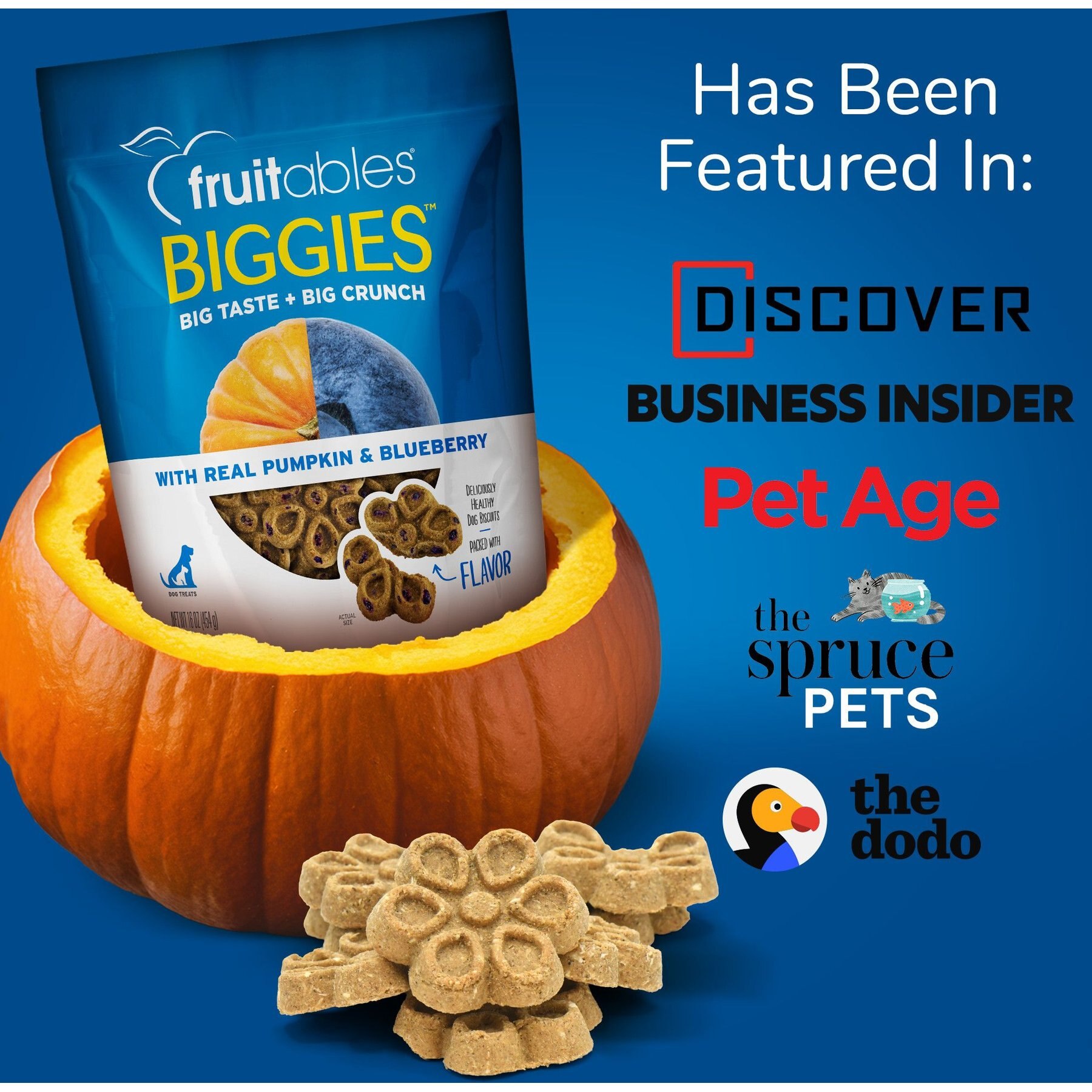 Fruitables Biggies with Real Peanut Butter & Banana Dog Treats, 16-oz bag