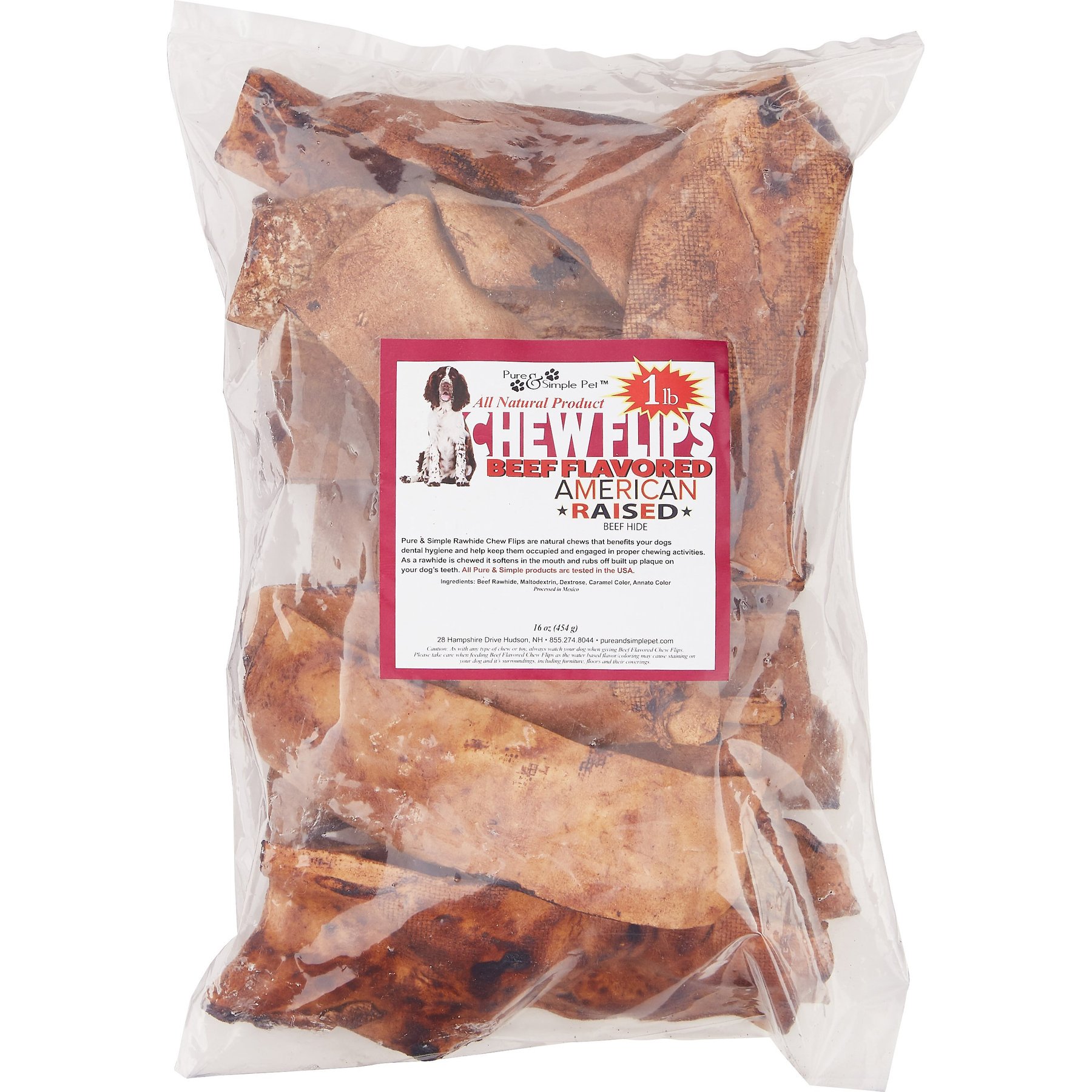 Pure & Simple Pet Beef Flavored Rawhide Chew Flips Dog Treat