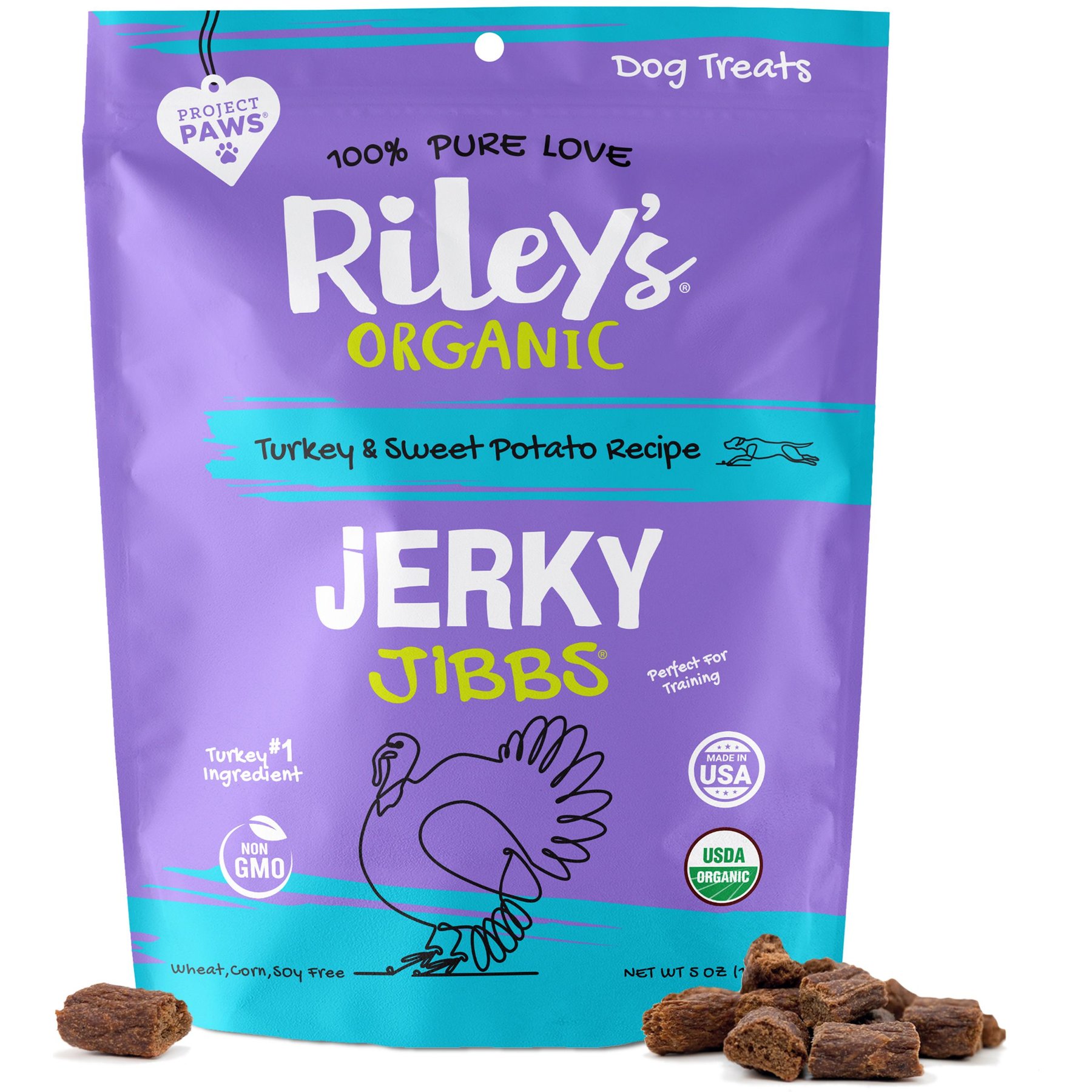 Riley's Jerky Jibbs Turkey & Sweet Potato Recipe Dog Treats, 5-oz pouch