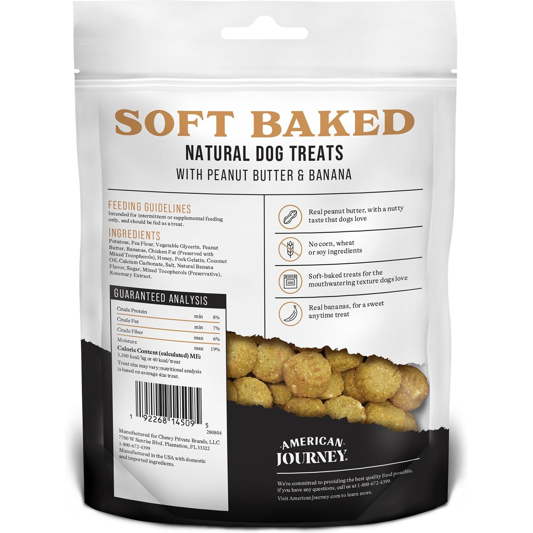 American Journey With Peanut Butter & Banana Grain-Free Soft-Baked Dog Treats, 8-oz bag