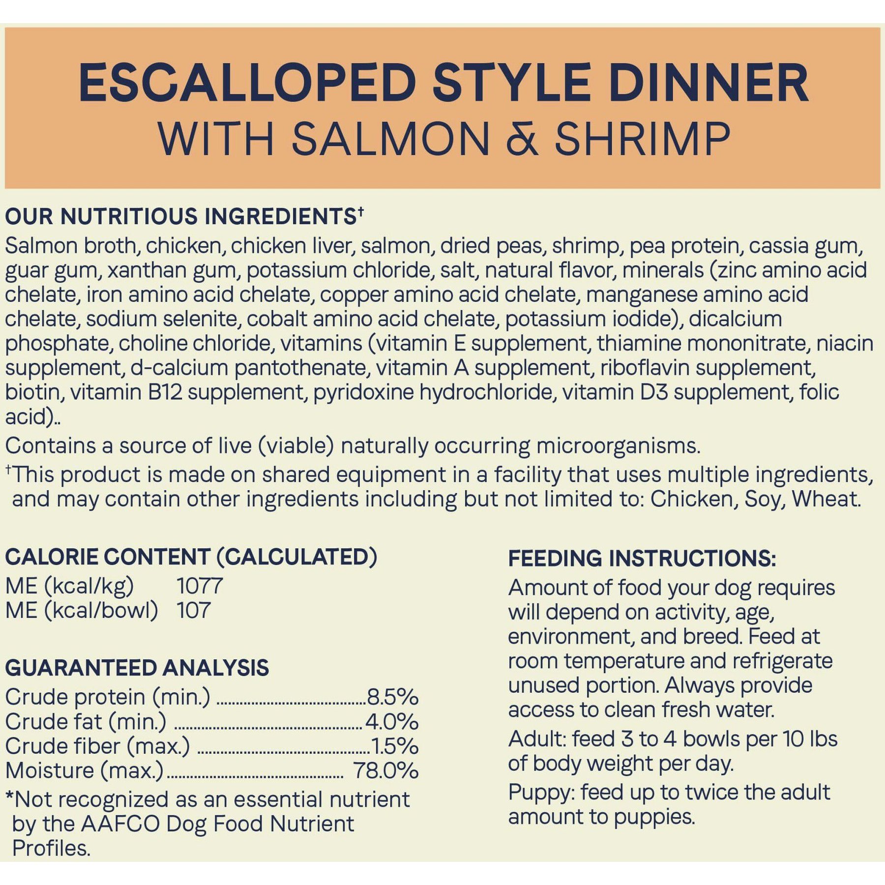 CANIDAE PURE Petite All Stages Small Breed Escalloped Style Dinner with Salmon & Shrimp Wet Dog Food Trays, 3.5-oz, case of 12