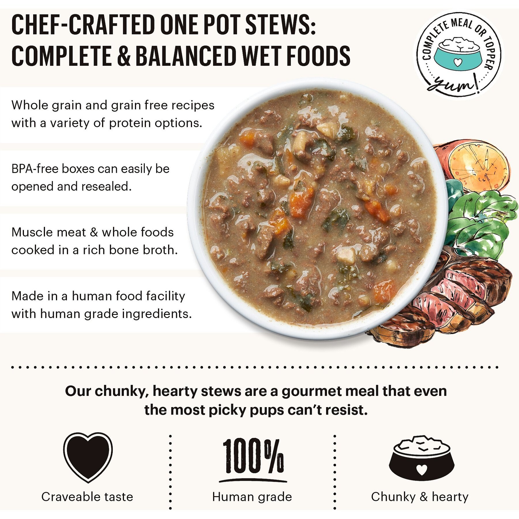 'The Honest Kitchen One Pot Stew Tender Turkey Stew with Quinoa, Carrots & Broccoli Wet Dog Food