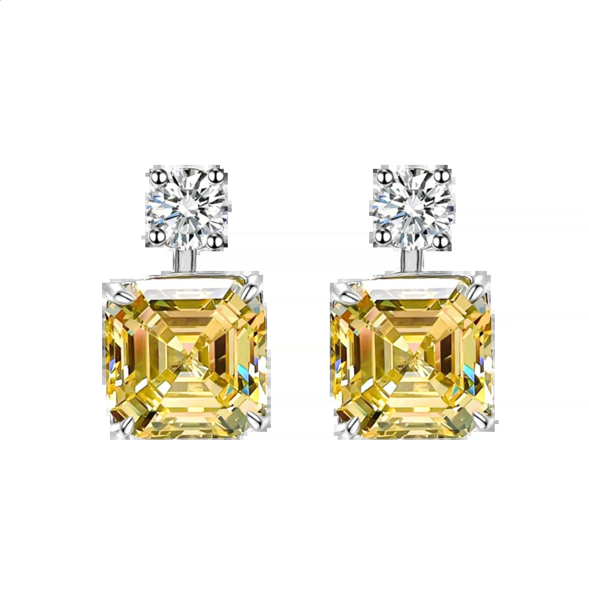 Desire Yellow Diamond Square Ascot earrings made of pure silver with high carbon diamonds creating a feel241121