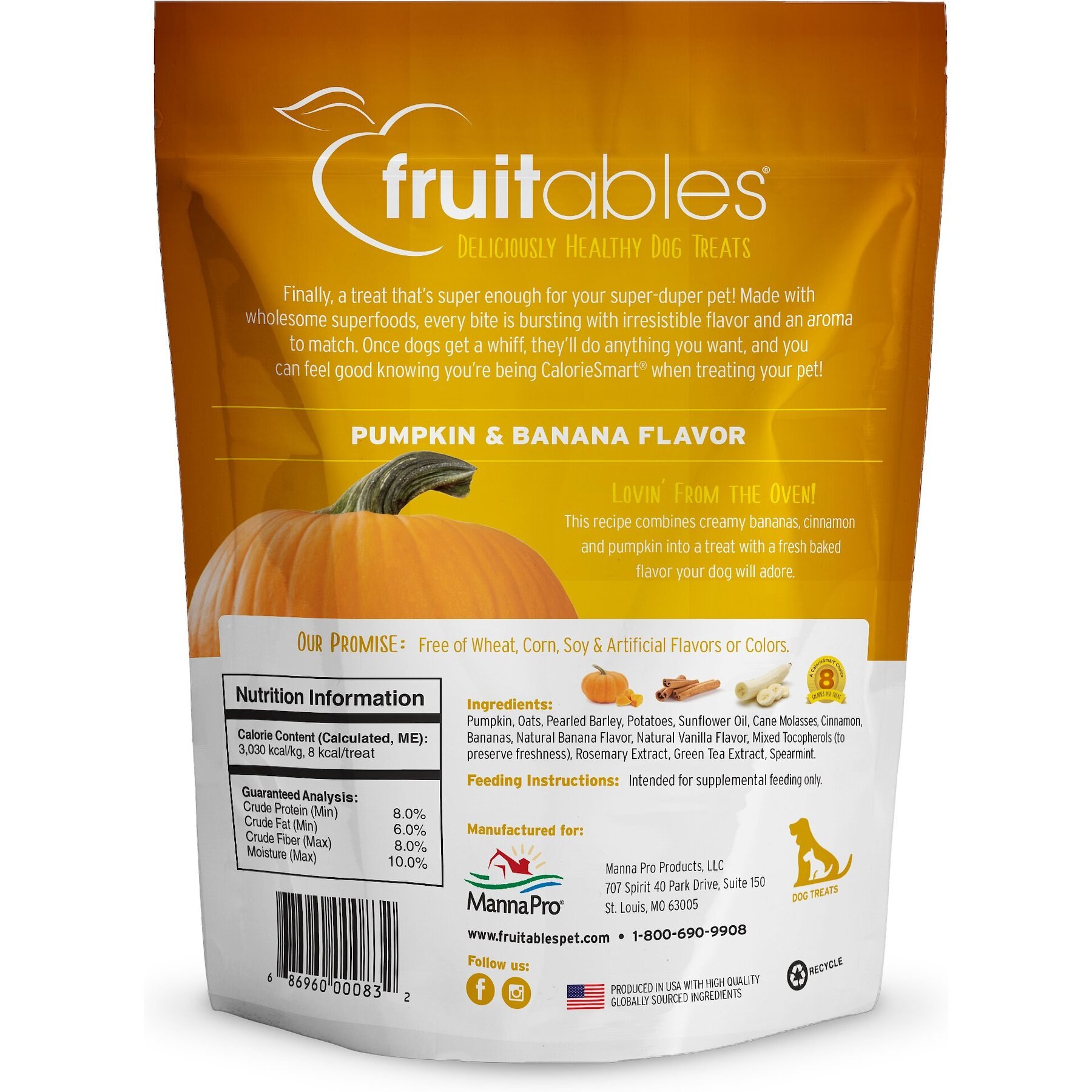 Fruitables Pumpkin & Banana Flavor Dog Treats
