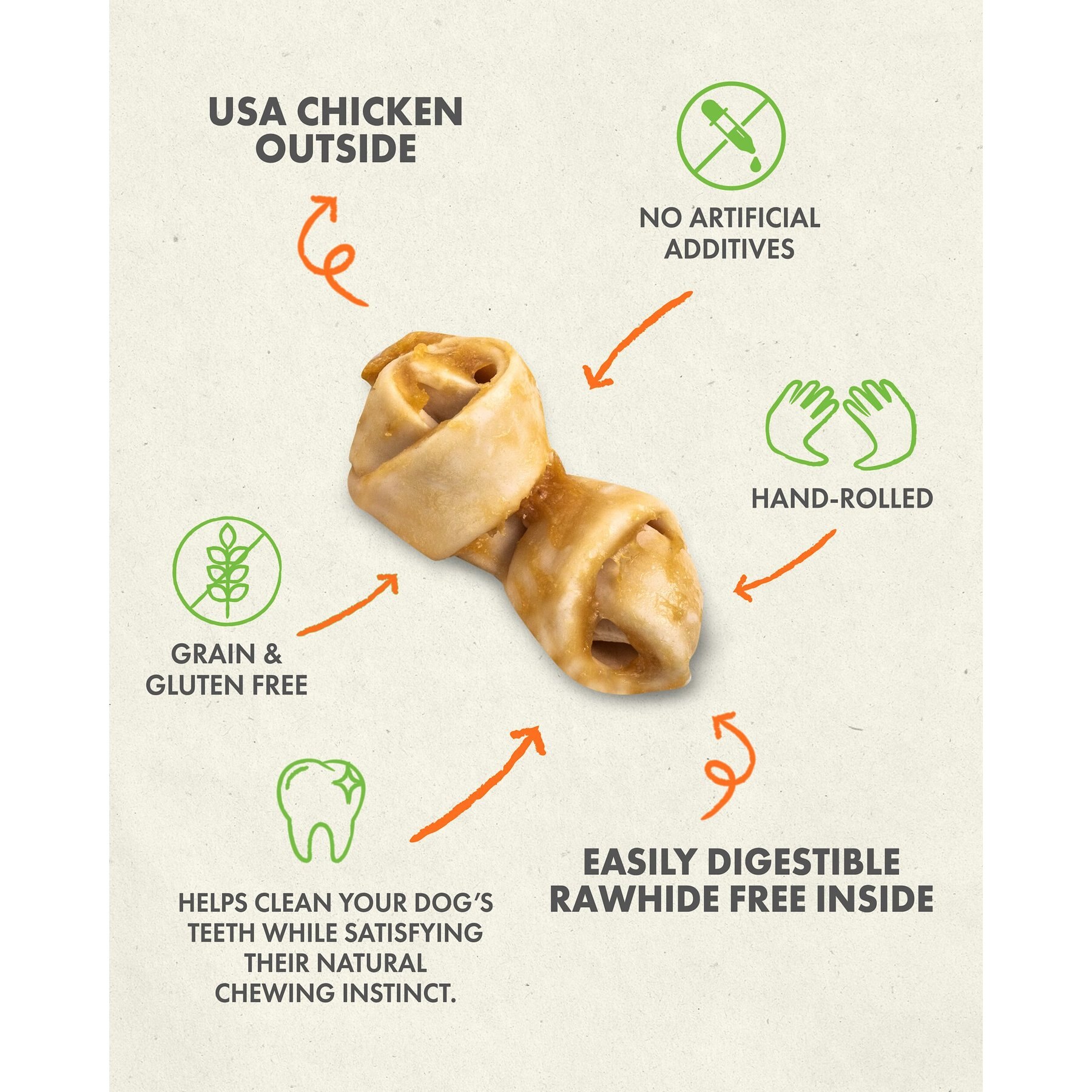 Canine Naturals Hide Free Chicken Recipe Mini Knot Dog Chew Treat, 12 count