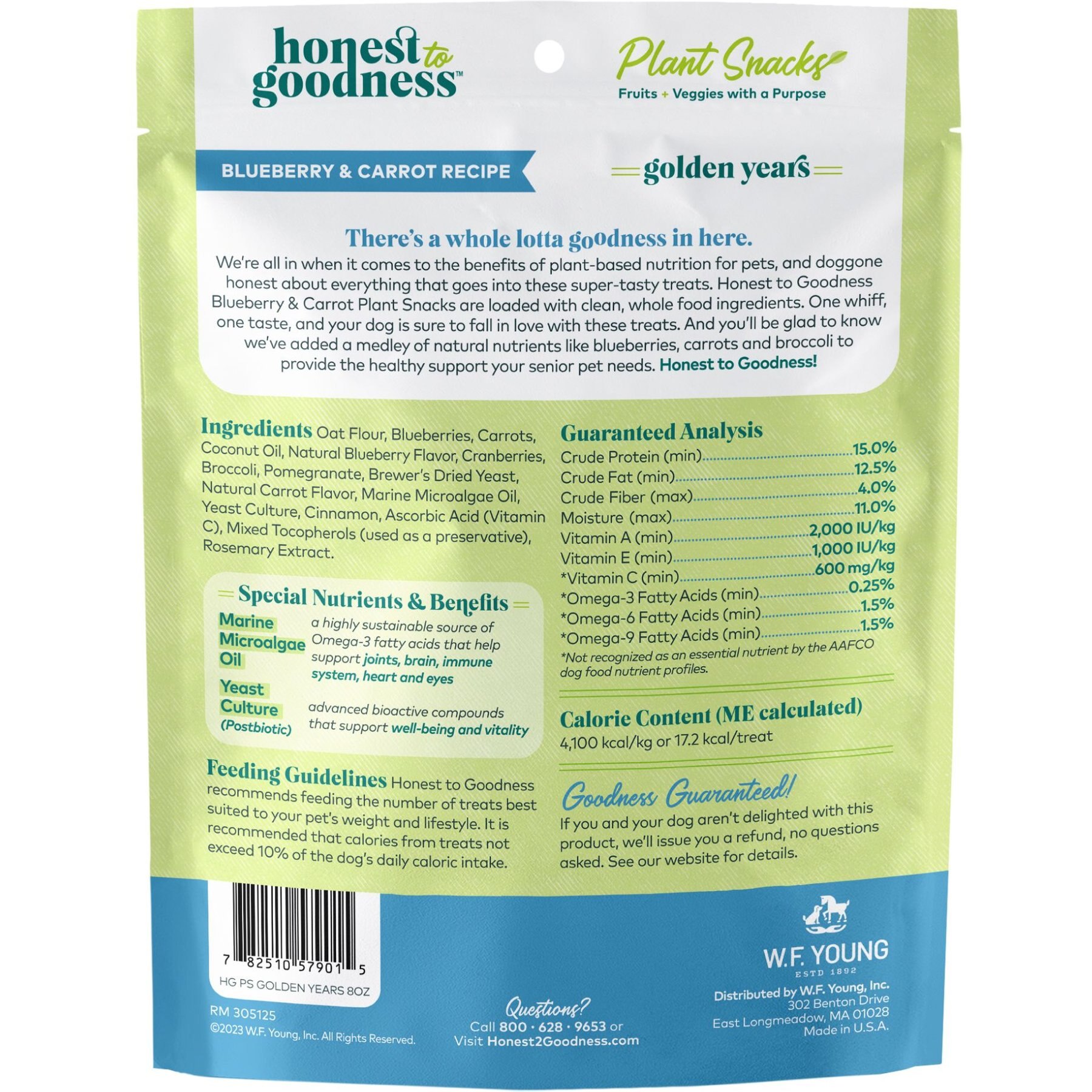 Honest To Goodness Plant Snacks Golden Years Blueberry & Carrot Dog Treats, 8-oz bag
