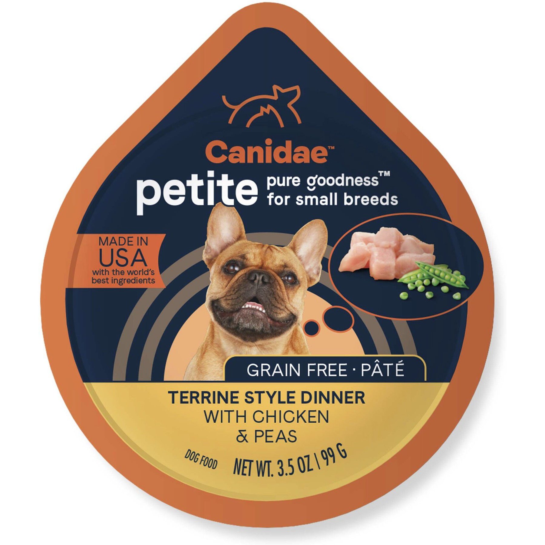 CANIDAE PURE Petite All Stages Small Breed Terrine Style Dinner with Chicken & Peas Wet Dog Food Trays, 3.5-oz, case of 12