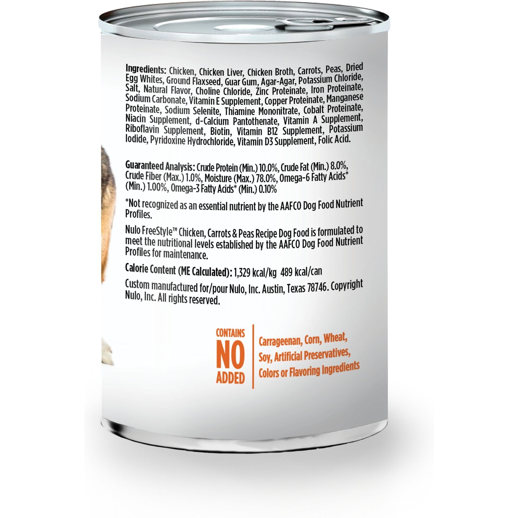 Nulo Freestyle Chicken, Carrots & Peas Recipe Grain-Free Canned Dog Food