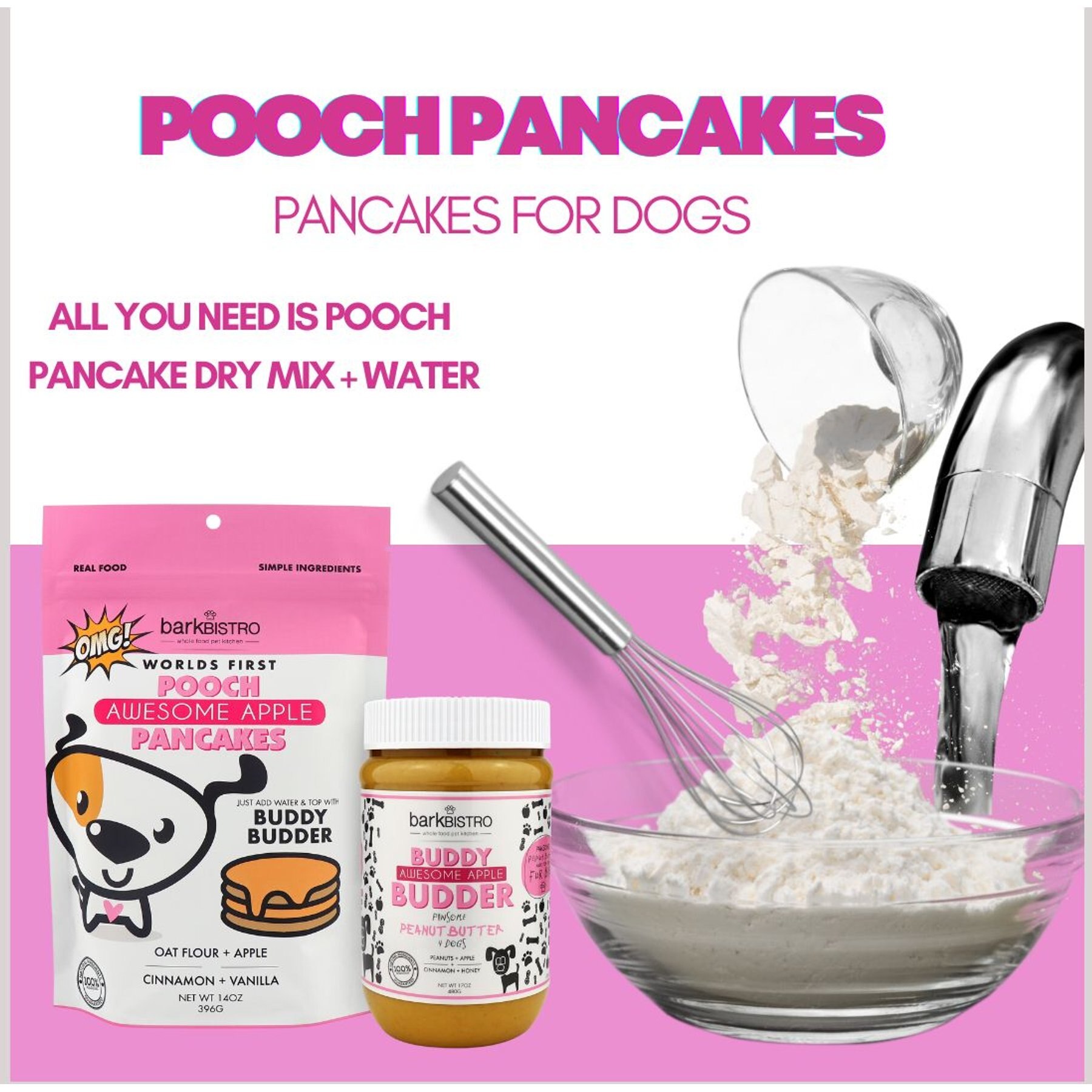 Bark Bistro Company Pooch Pancakes Awesome Apple Dog Treat, 14-oz bag