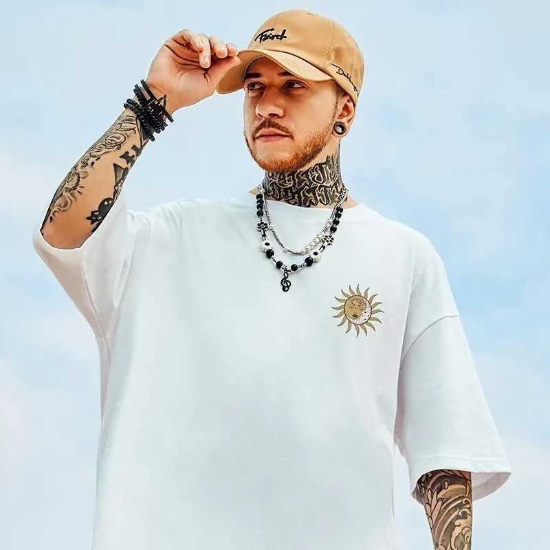 Men's T-Shirts M-8XL Mens T-shirt Summer Comic Sunflower Print Short Slave T-shirt Unisex Extra Large Loose T-shirt Couple Clothing Mens T-shirt 