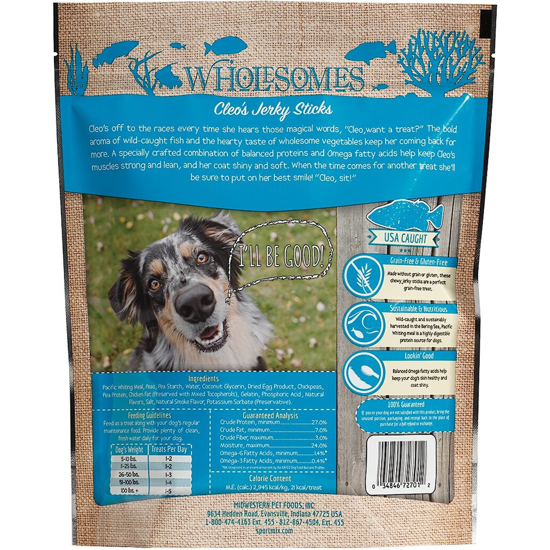 Wholesomes Cleo's Jerky Sticks Grain-Free Dog Treats, 25-oz bag