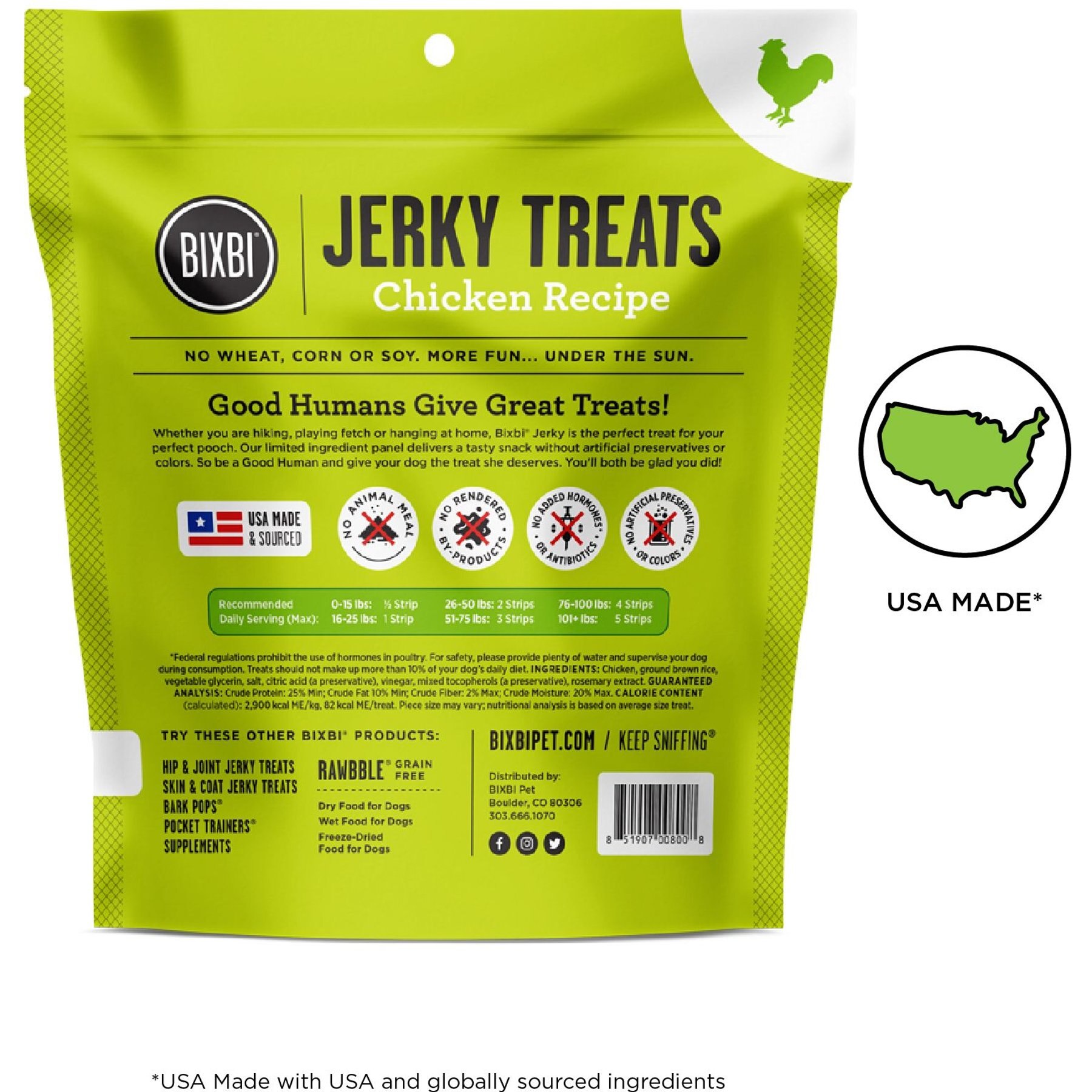 BIXBI Jerky Treats Chicken Recipe Dog Treats