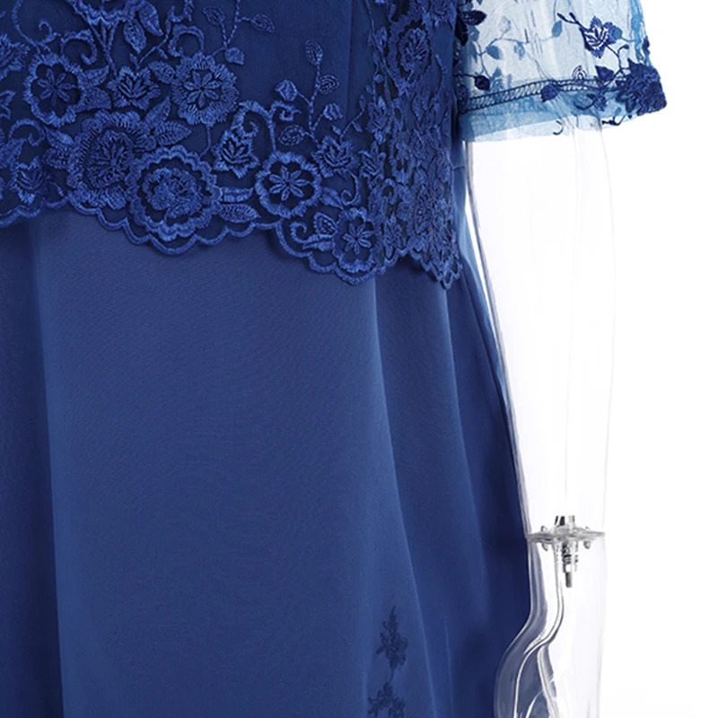 Rimiut Plus Size 5XL 4XL Women Summer Autumn Dress Elegant Lace Female Blue Evening Party Dresses vestido Big Fat MM 240418