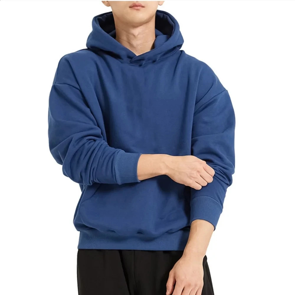 High quality mens hoodie autumn casual loose hoodie mens cotton sportswear mens solid zipper top 241121