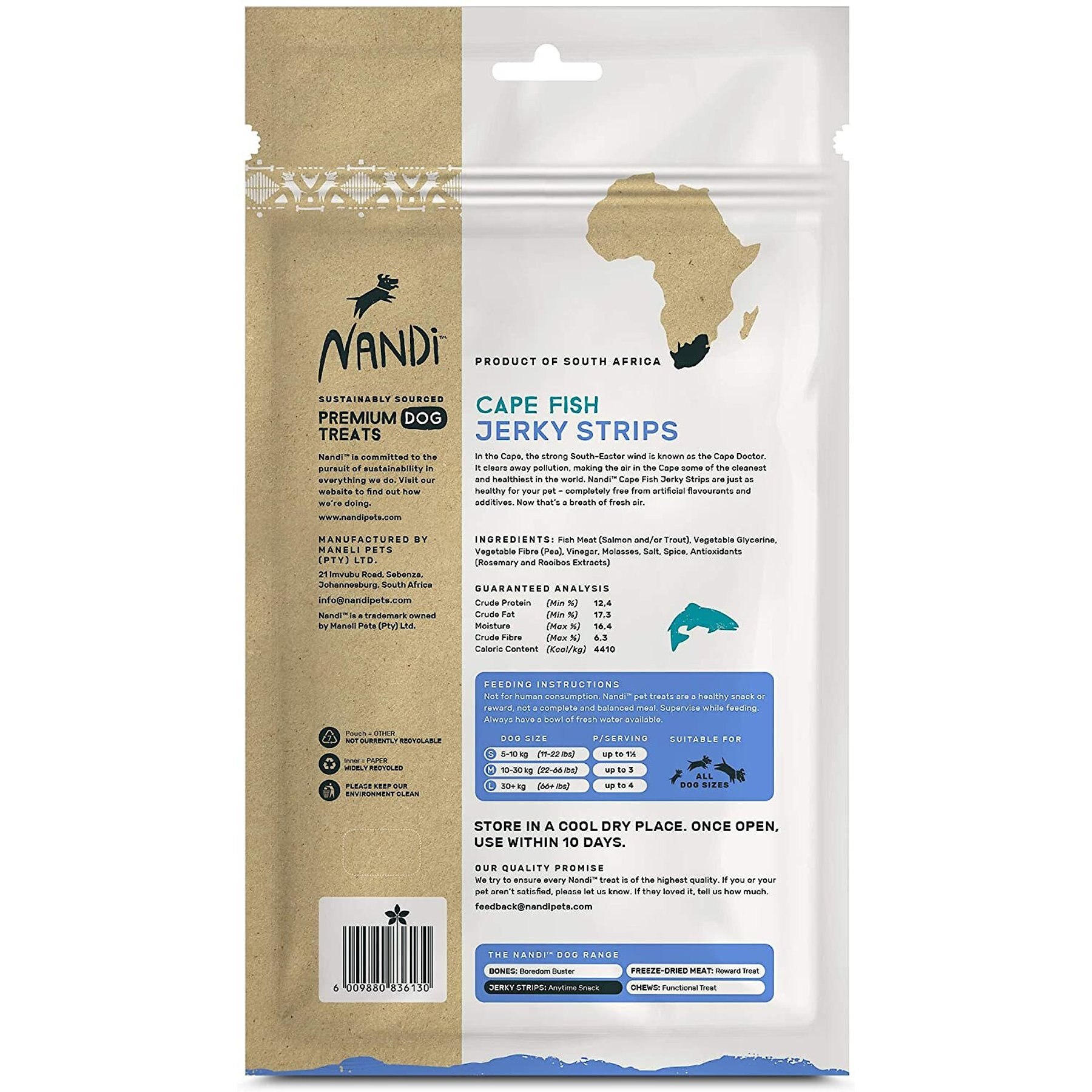 Nandi Cape Fish Jerky Strips Salmon & Trout Dog Treats, 5.3-oz bag