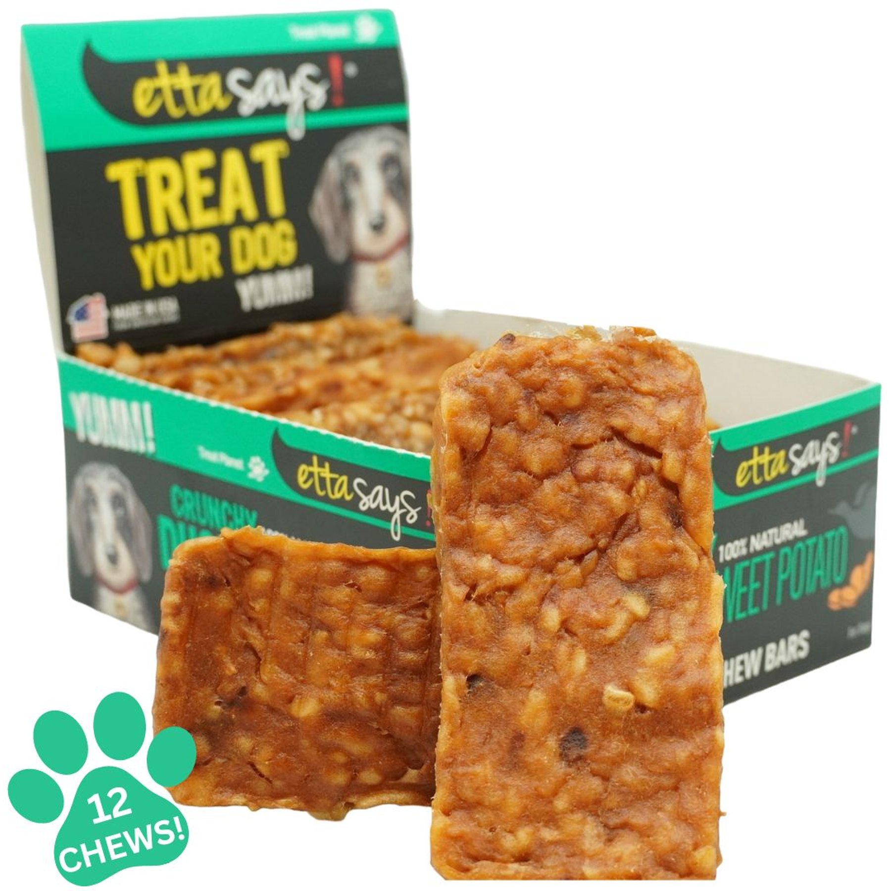 Etta Says! Crunchy Duck + Sweet Potato Chew Bars Dog Treats